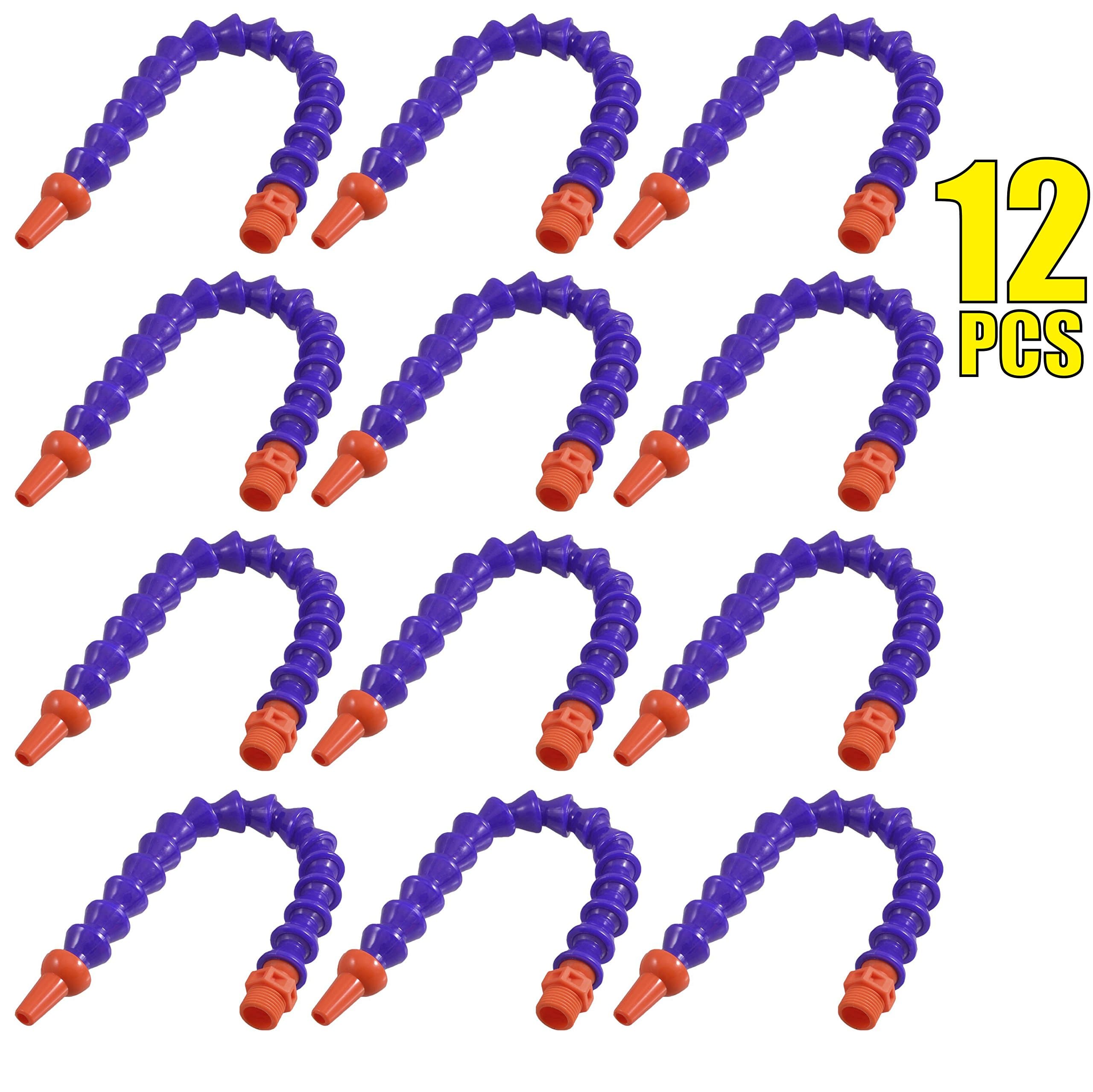 HFS (R) 12PCS 1/4" Adjustable Flexible Water Oil Coolant Pipe Hose 12inch