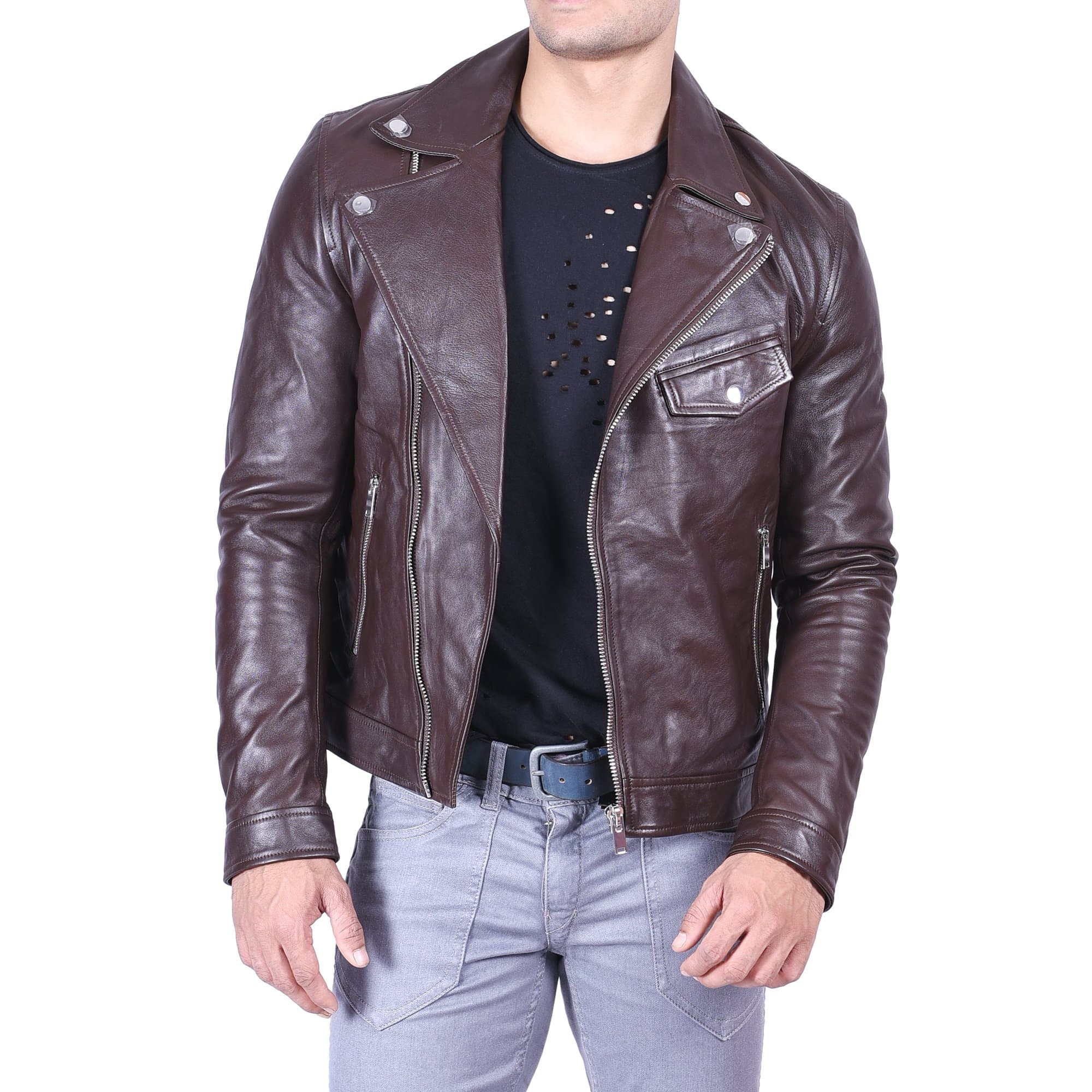 Men's Leather Jacket, Black Men Leather Classic & Stylish Moto Jacket Regular Fit 100% Pure Leather Jacket
