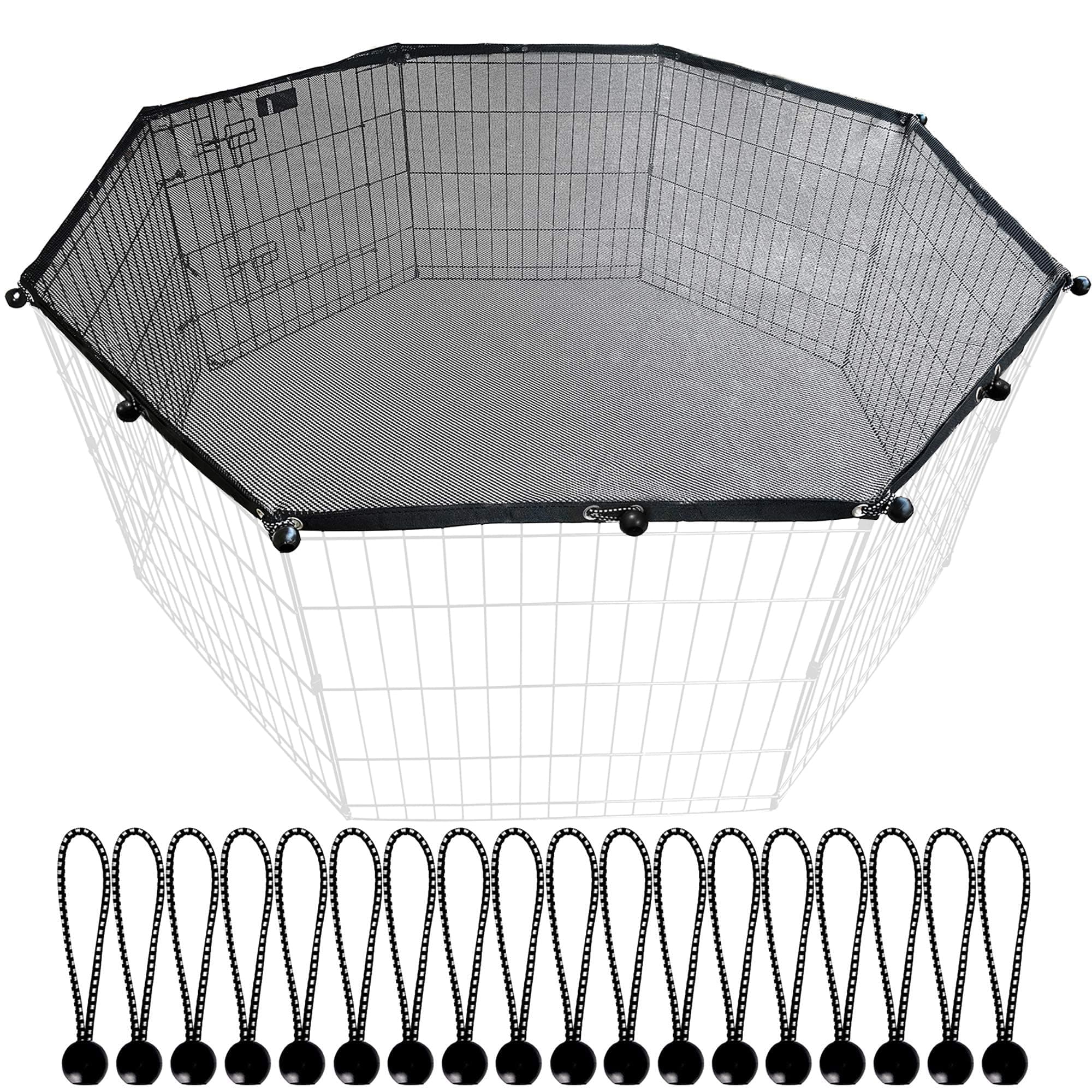 Universal Octagonal Dog Playpen Top Cover, Provide Shade and Security for Pets Outdoor and Indoor, Fits all 24" Wide 8 Panel Pet Exercise Pen (8x24 W Cover, Mesh)