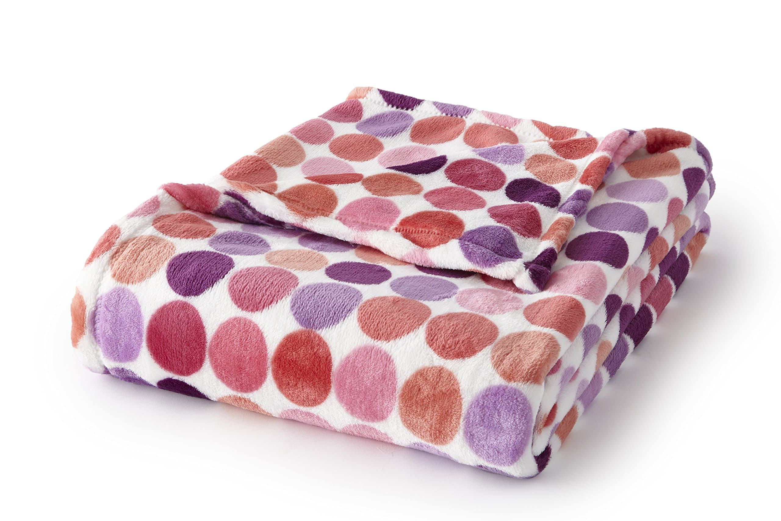 T1111068-MM-B0056 Velvet Plush 60x70 Throw Hot Pink Dots