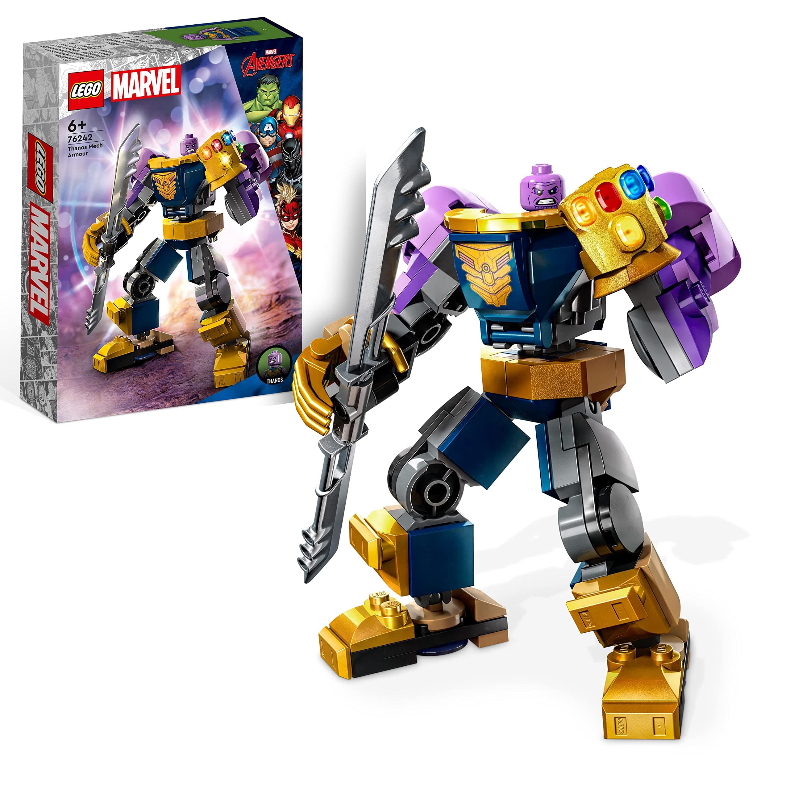 LEGO 76242 Marvel Thanos Mech Armour, Avengers Action Figure Set, Building Toy with Infinity Gauntlet & Stones, Collectable Super Hero Gift for Boys and Girls Aged 6 Plus