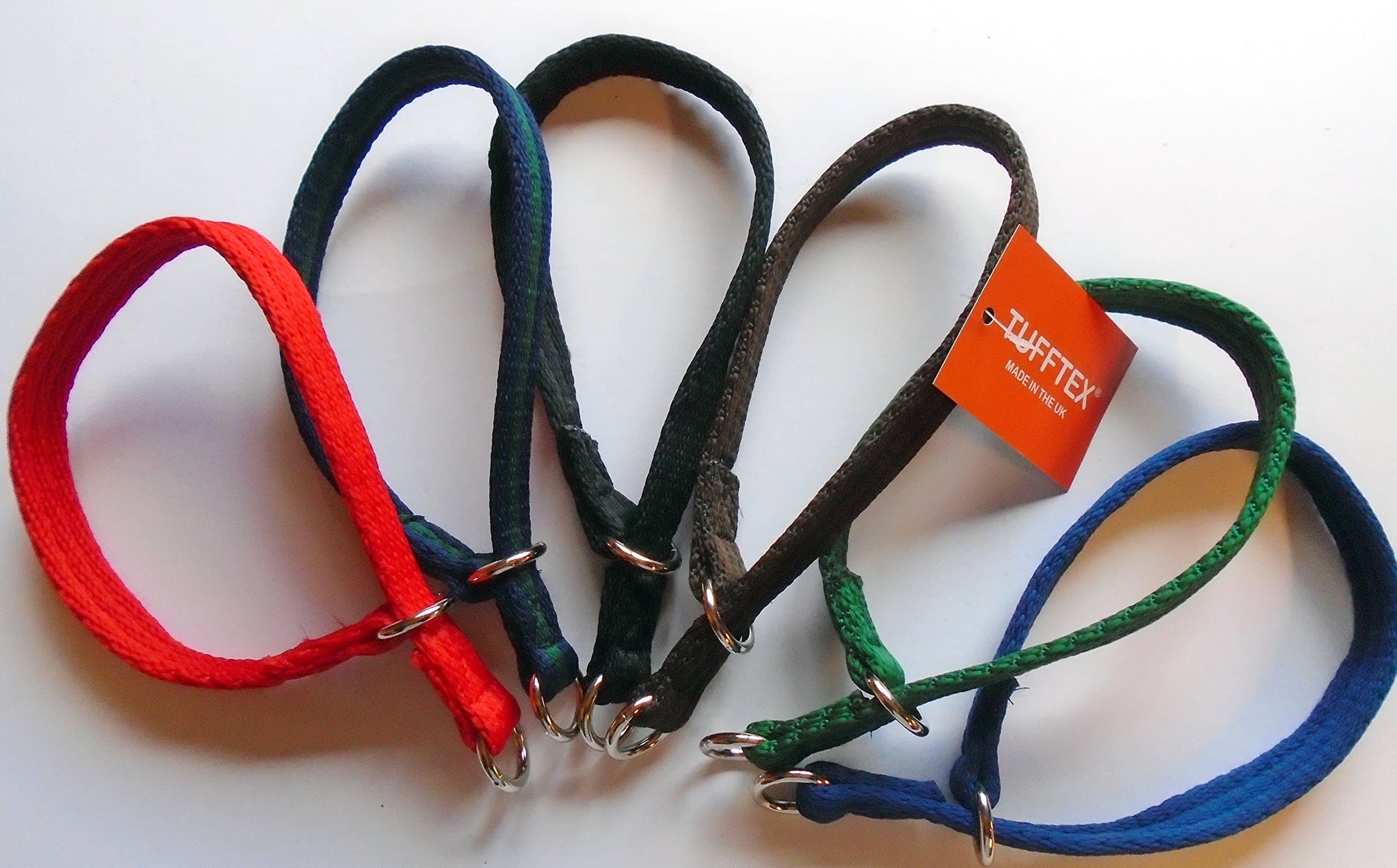 20mm Soft & Strong Airweb Hand Crafted Full Slip Dog Choke Chain Collar Various Sizes & Colours (SMALL- 19" 50cm, NAVY/FOREST)