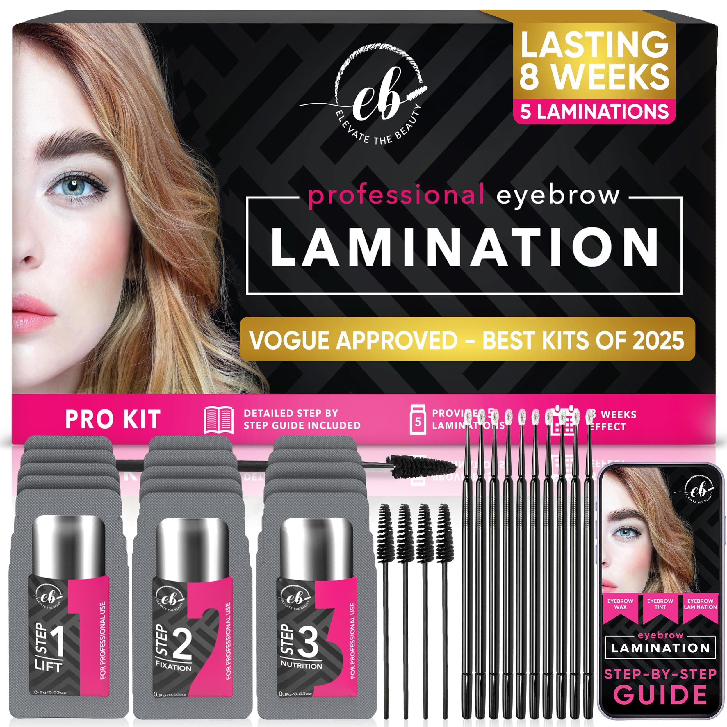 Professional Brow Lamination Kit | Eyebrow Lamination Kit for Professional or DIY Use at Home | Easy to Use | Brows Brushes Added