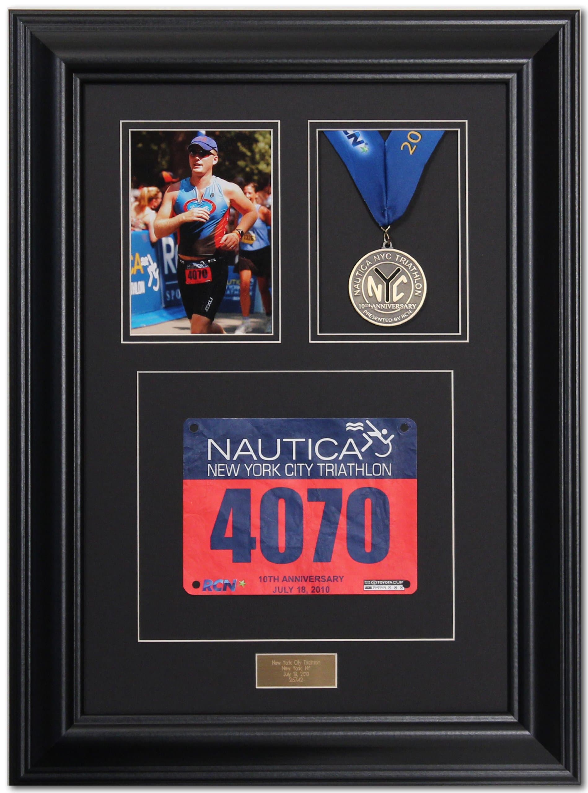 JCHOPE Triumph Marathon and Triathlon Photo, Finishing Medal and Race Bib Framing Kit - Satin Black