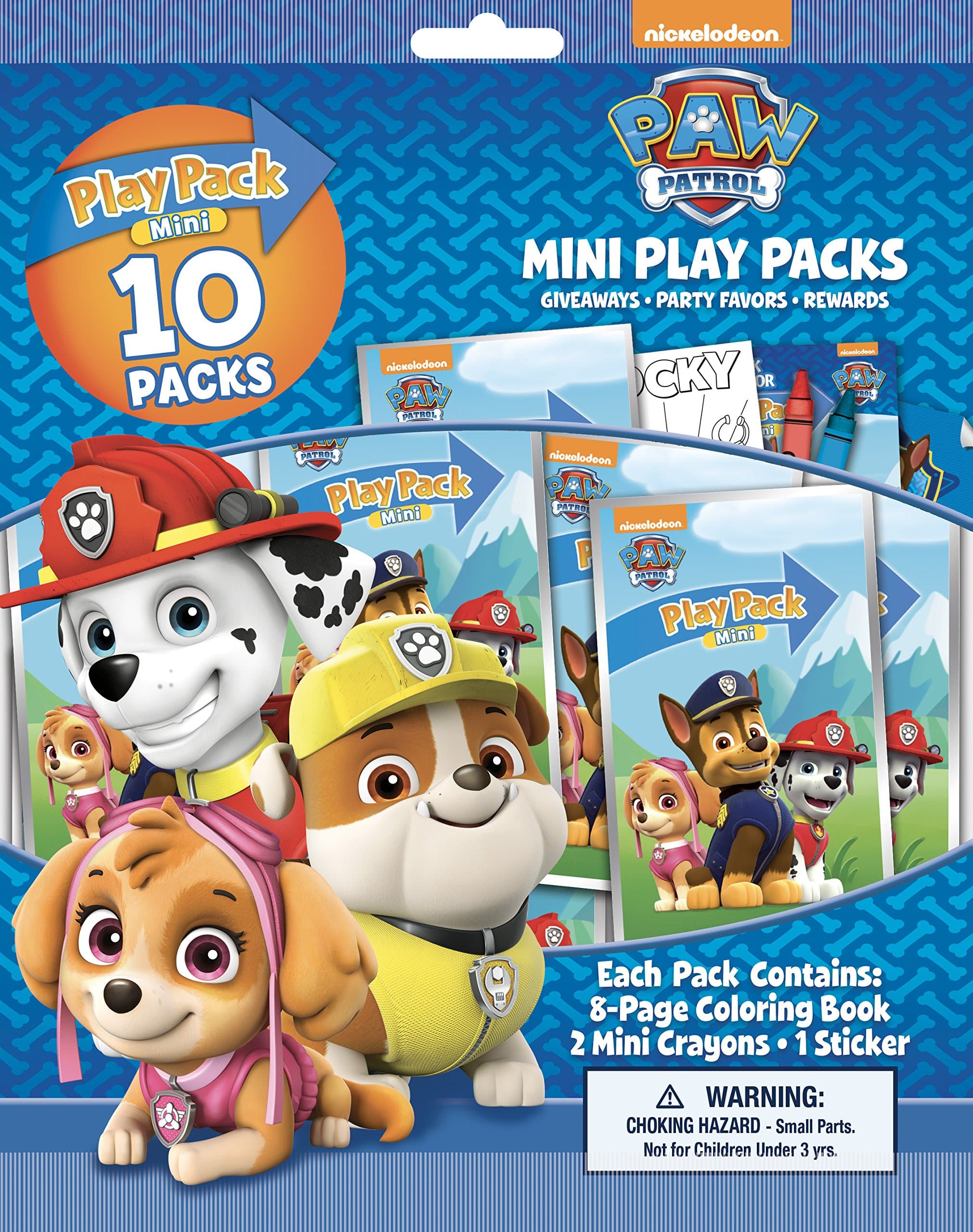 PAW Patrol Mini Play Packs Party Favors - 10 Pack Coloring Activity Set with Stickers & Crayons for Kids, Classroom Prizes, Birthday Gift Bag Toys
