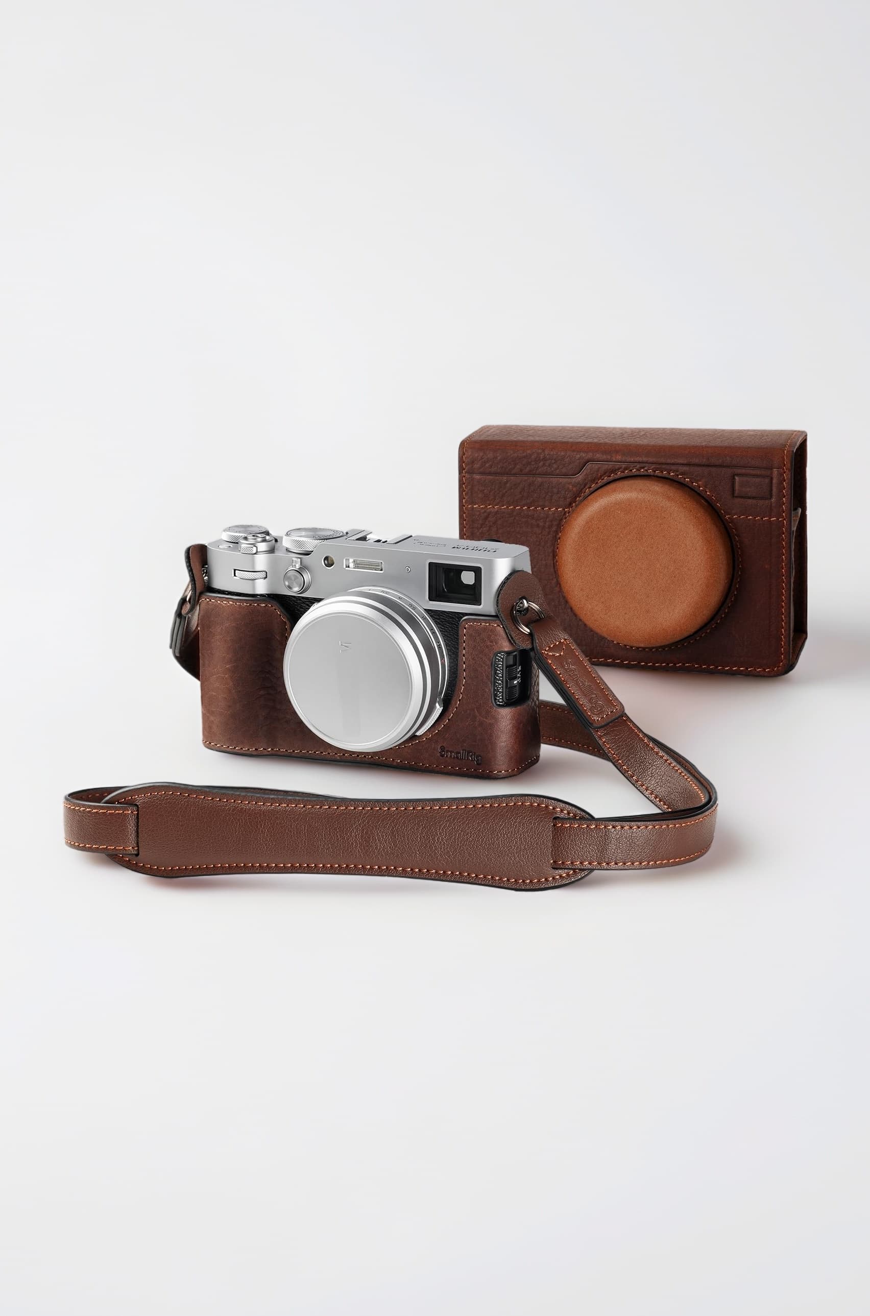 SMALLRIG Leather Case Kit for FUJIFILM X100VI, Including Half Case, Flip Cover and Shoulder Strap, Genuine Leather Material, Portable and Protecting - 4558