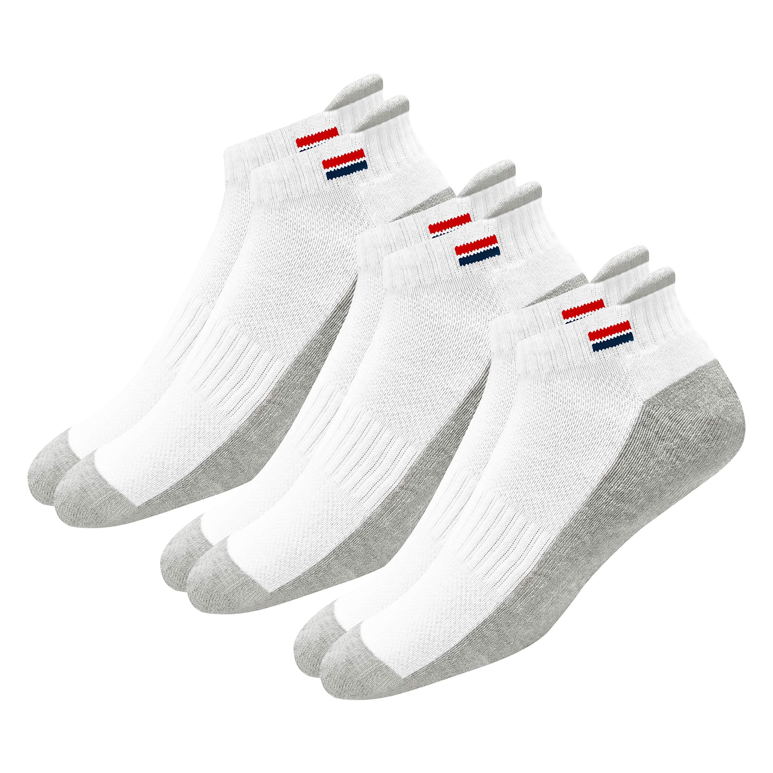Men's Low Cut Athletic Cotton Cushion Ankle Socks with Sports Tab, Pack of 3 (Free Size)