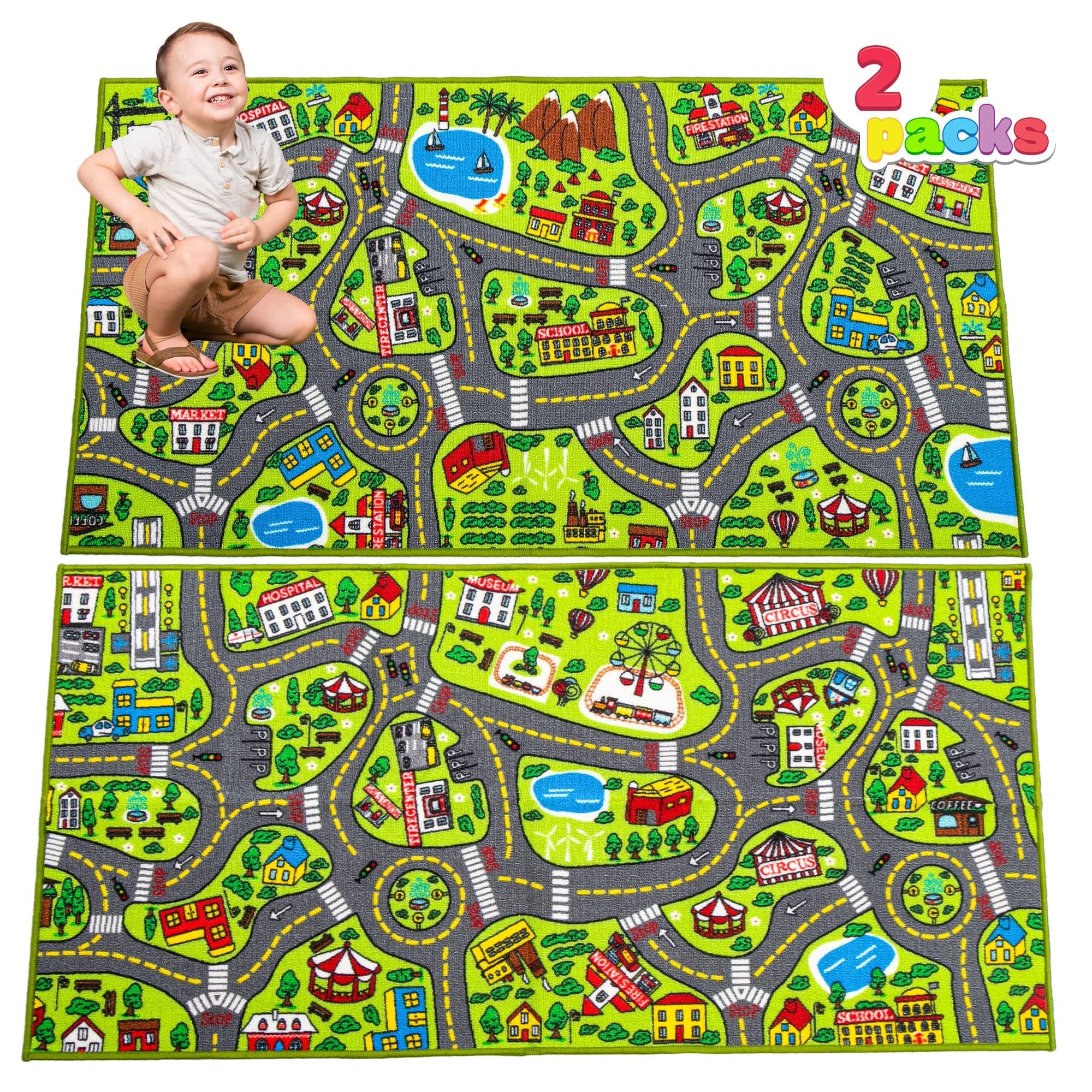 JOYIN Kids Play Rugs, Playmat City Life Carpet, Durable Carpet Playmat Rug, City Pretending Play, Toddler Rug