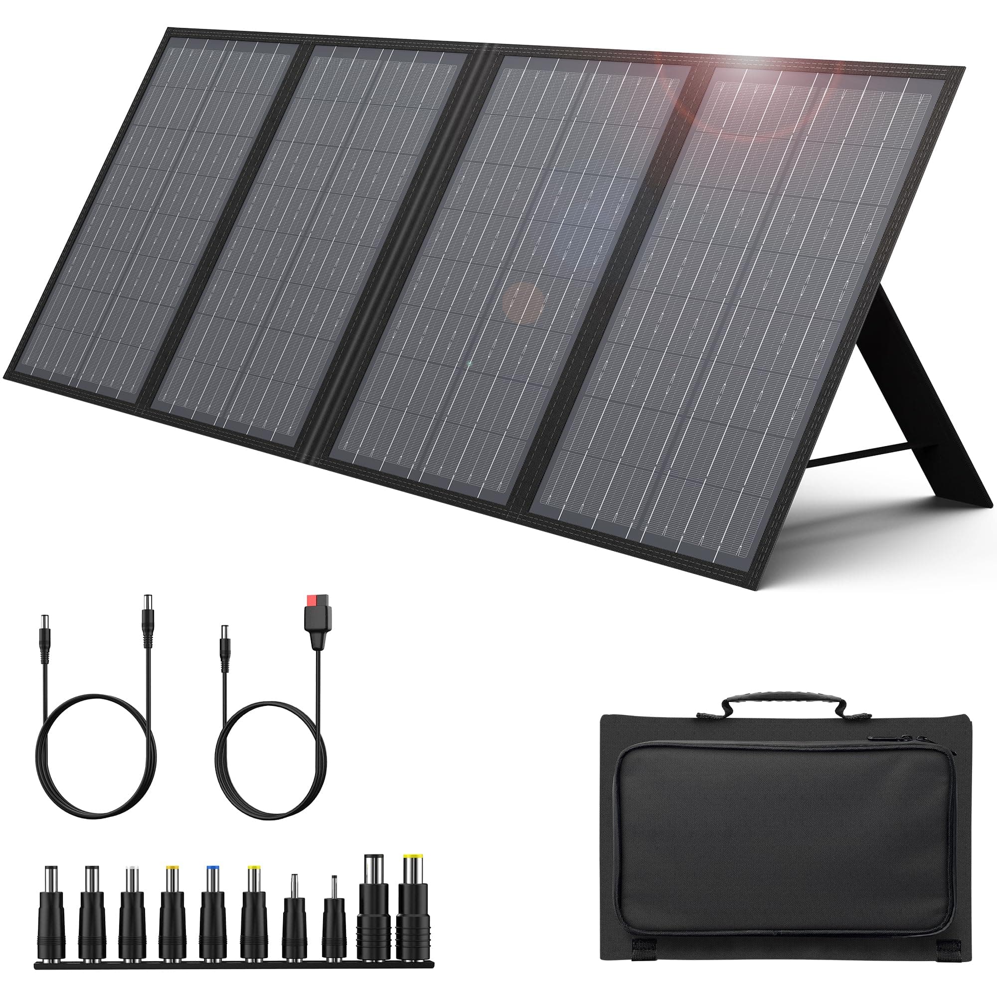 EnginStar 60W Foldable Solar Panel Charger with 18V DC Outlet for Portable Power Stations Jackery/Rockpals/Flashfish, Portable Solar Generator with QC 3.0 for Outdoor Camping Van RV Trip
