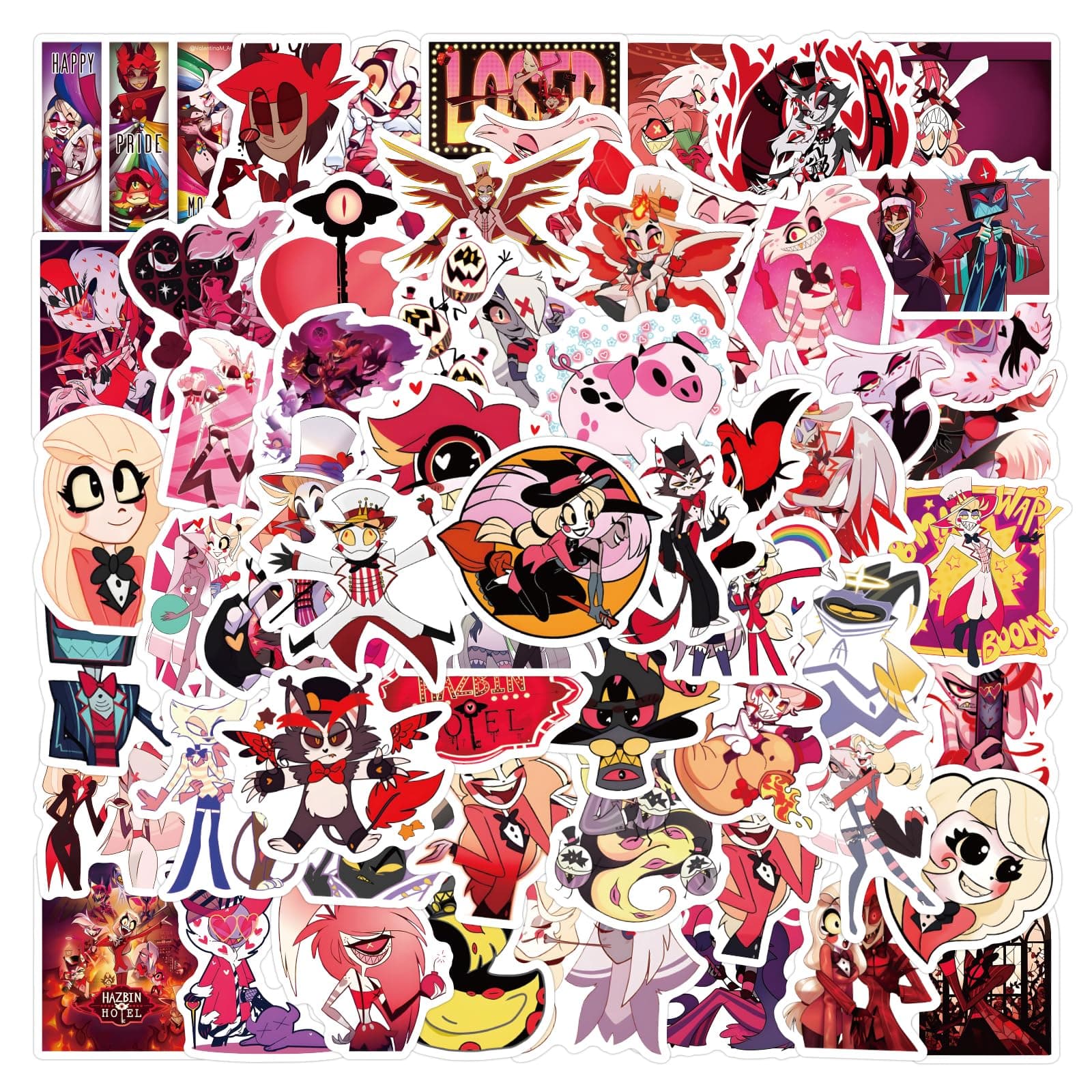 123 Pcs Hazbin Hotel Cartoon Stickers Pack | Cool Funny Graffiti Stickers Vinyl Waterproof Scrapbook,Journaling,Laptop,Bumper,Skateboard,Water Bottles,Computer,Phone,Cartoon,Hard hat,Car Stickers
