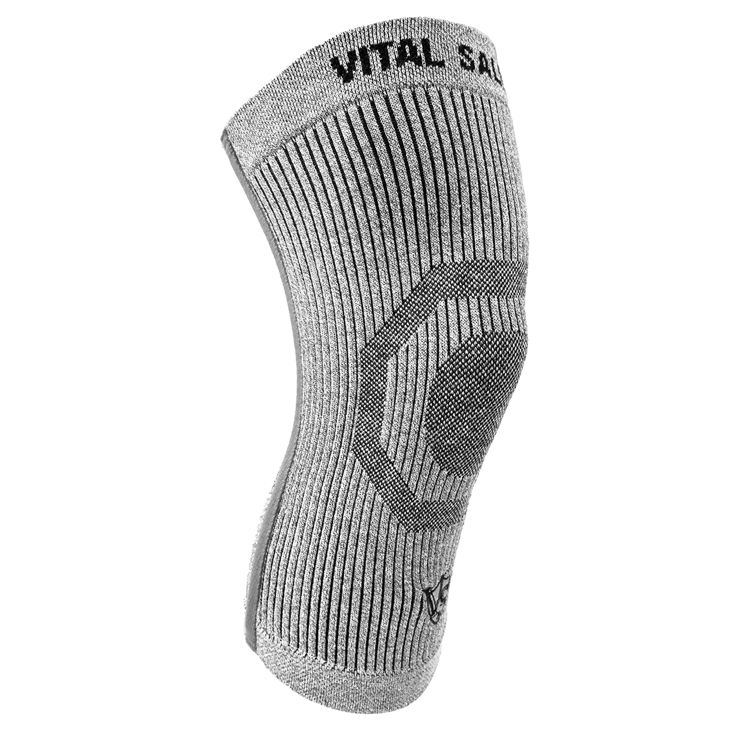 Vital Salveo Knee Compression Sleeve Swelling Recovery Knee Brace S-Support Pain Relief for Men and Women Unisex for Running Basketball Gym Workout Sports (1PC) (Light Grey, XXXL)