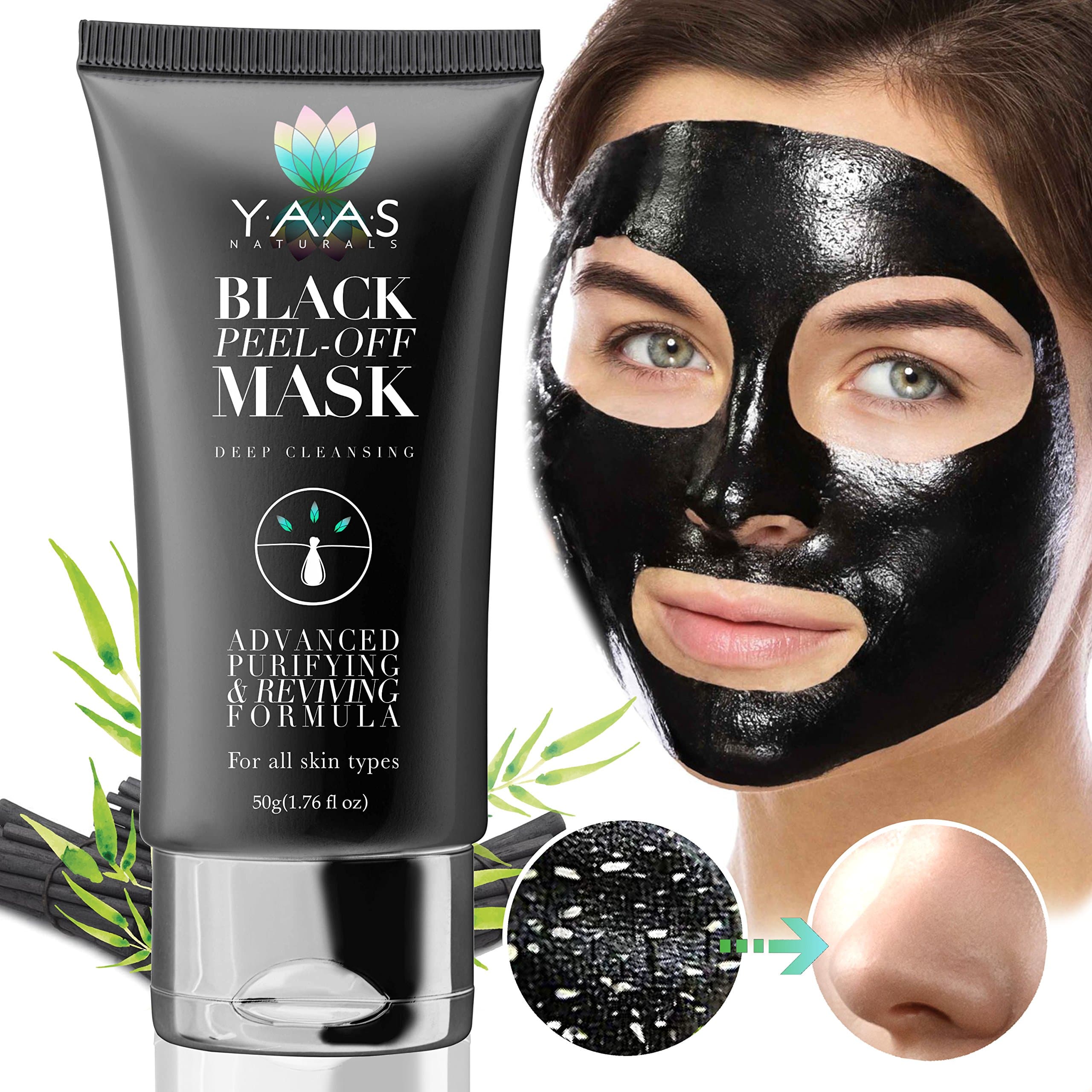 Charcoal Face Mask - All Natural Activated Charcoal, Blackhead Remover, Clears Pores and Acne, DIY Peel Off, Black