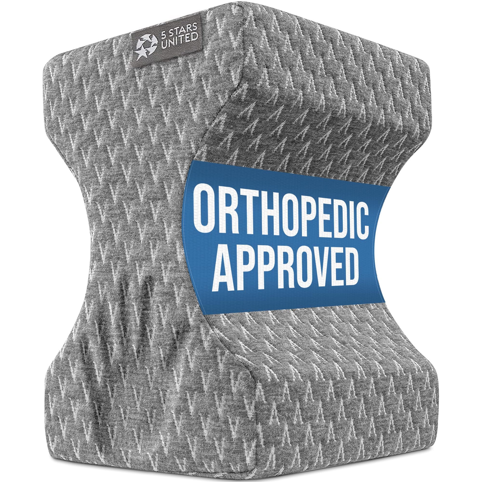 5 STARS UNITED Knee Pillow for Sleeping - Leg Pillow 100% Memory Foam - Leg Pillows for Sleeping on Side - Knee Support Pillow - Knee Cushions for Sleeping - Hip Support Pillow Contour