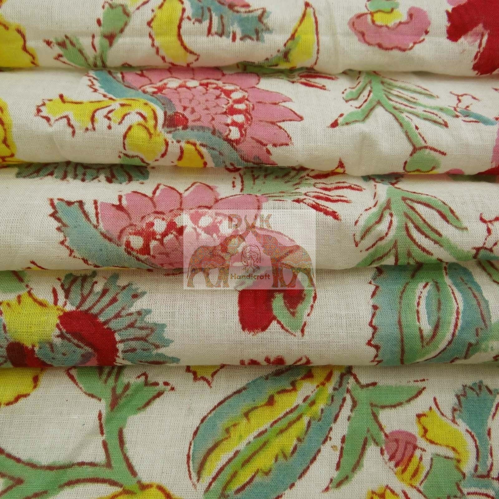 Indian Handmade Art Cotton Jaipuri Bagru Print Hand Block Printed Craft Making Fabric, 5 Meter (Multicoloured) TXAM R-CTHB00333-THUMB