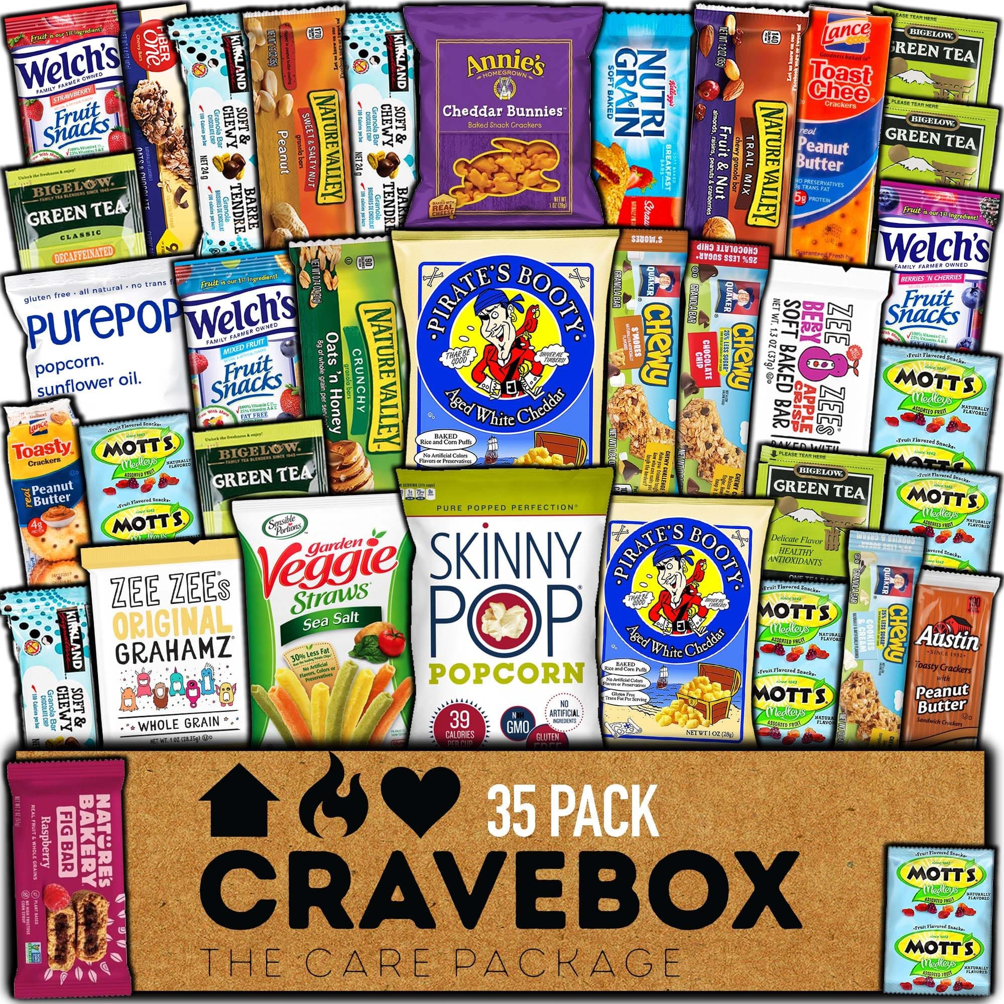 CRAVEBOX Healthy Snack Box (35 Count) Easter Variety Pack Care Package Gift Basket Kid Men Women Adult Nuts Health Nutrition Assortment College Back to School