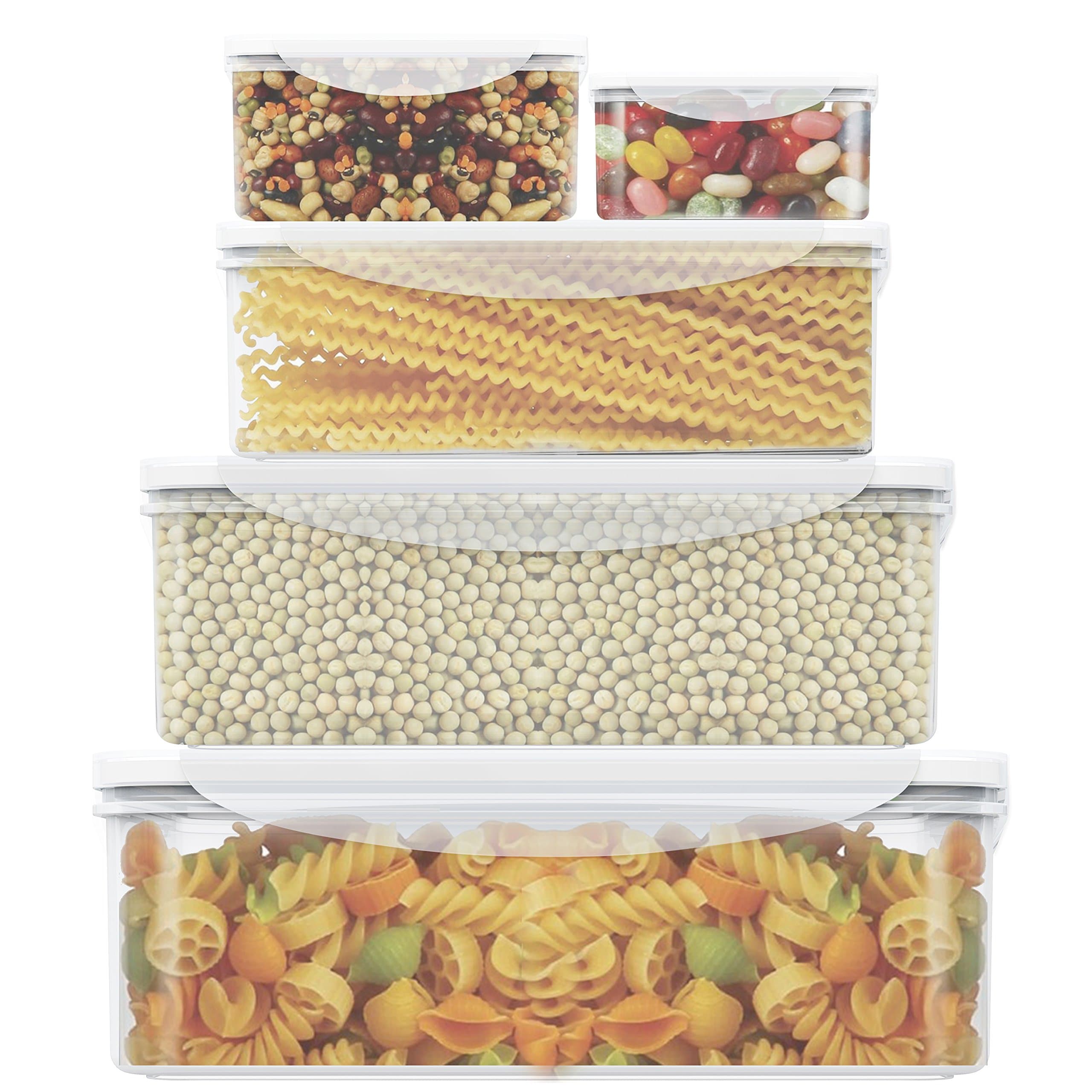 Food Storage Containers- LOVKITCHEN 10-Piece Set Nesting Set Storage Containers, Meal Prep Containers- BPA Free with Leak Proof and Snap Locking Lids,Microwave Safe（0.24L,0.5L,0.9L,1.5L,2.4L）