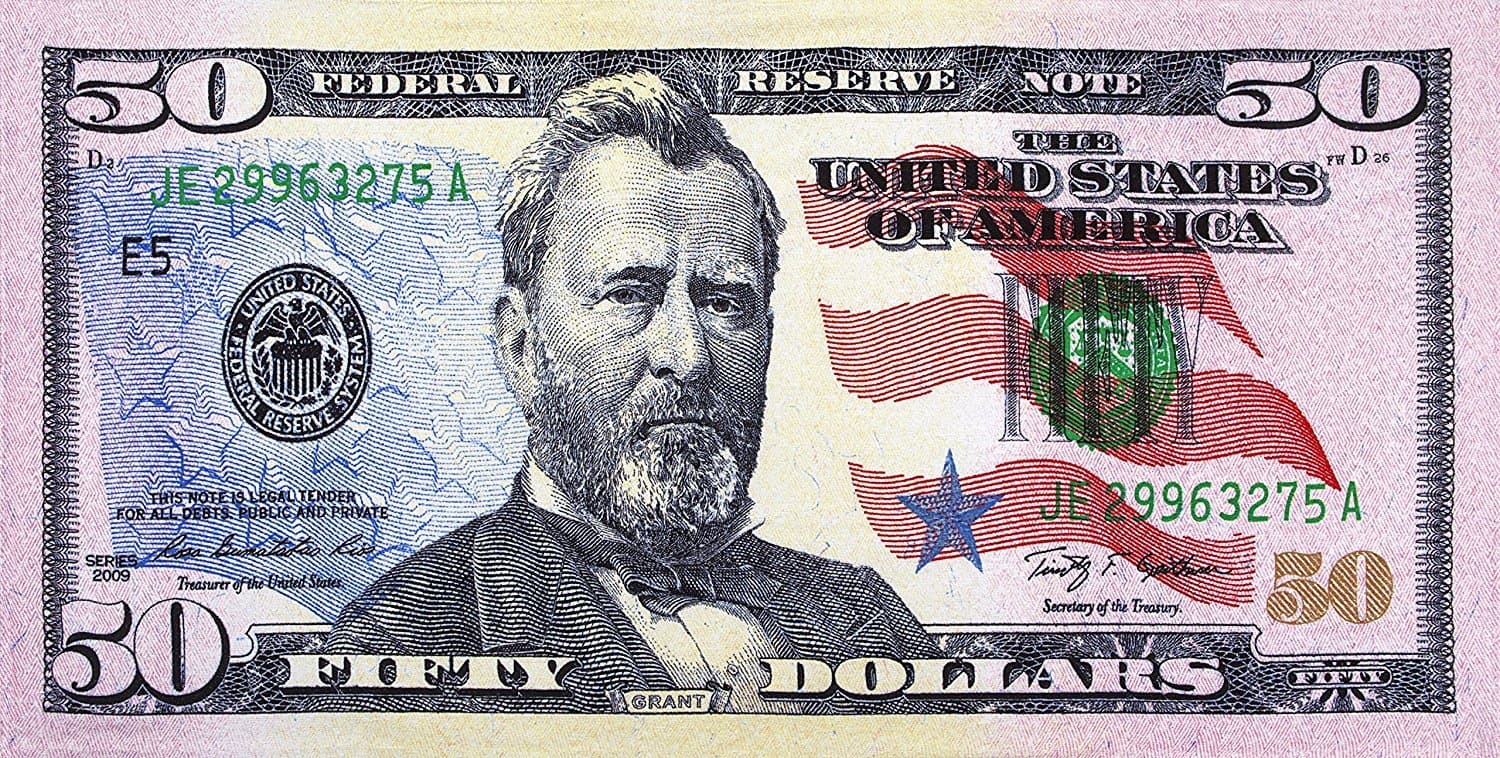 Bahia Collection by Dohler New 50 Dollar Bill Velour Brazilian Beach Towel 30x60 inches