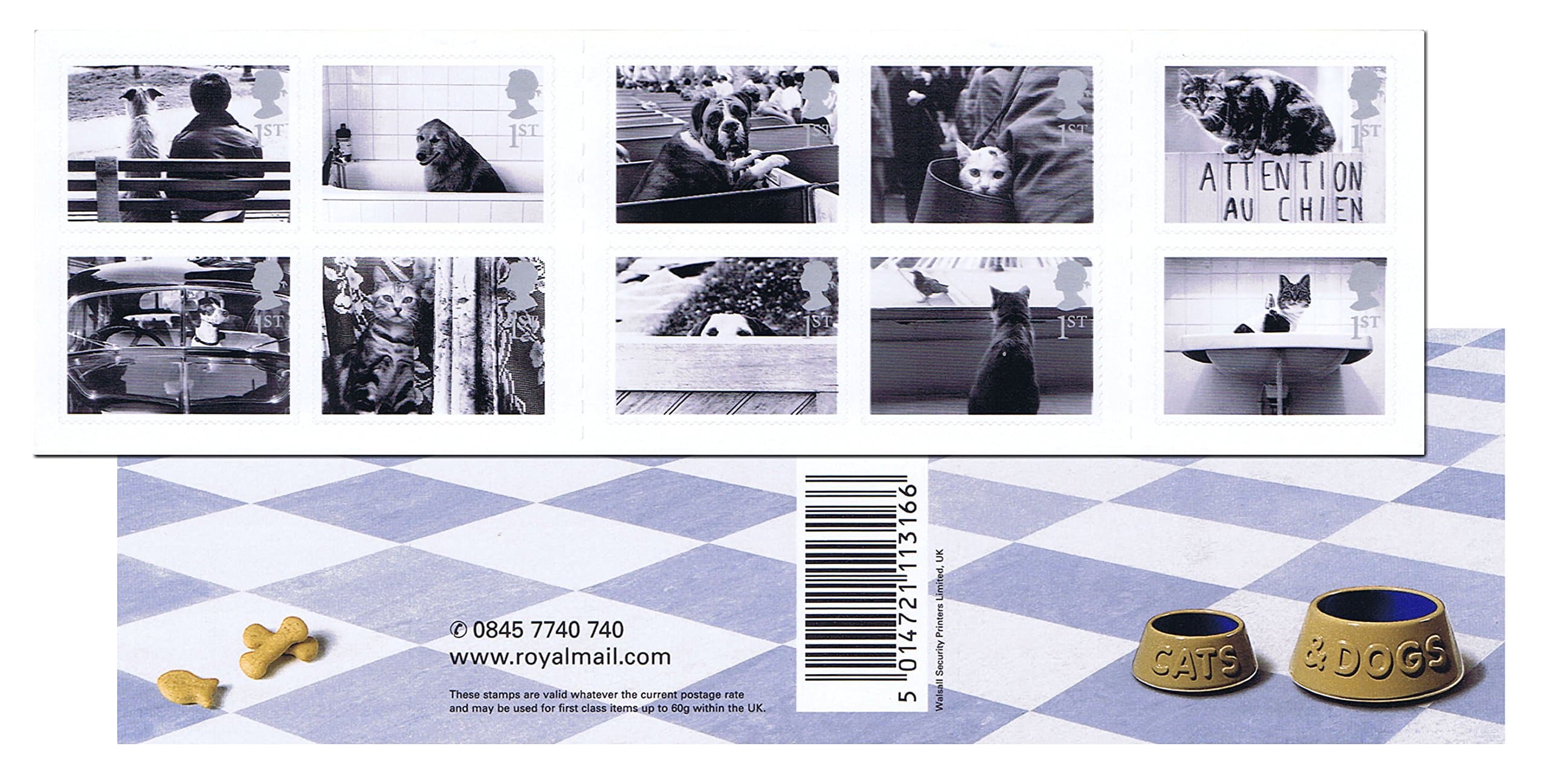 Cats and Dogs Stamps for Postage - 10 x 1st Class self adhesive Royal Mail Stamps. 2001 Cats and Dogs Stamps featuring the country's best loved pets