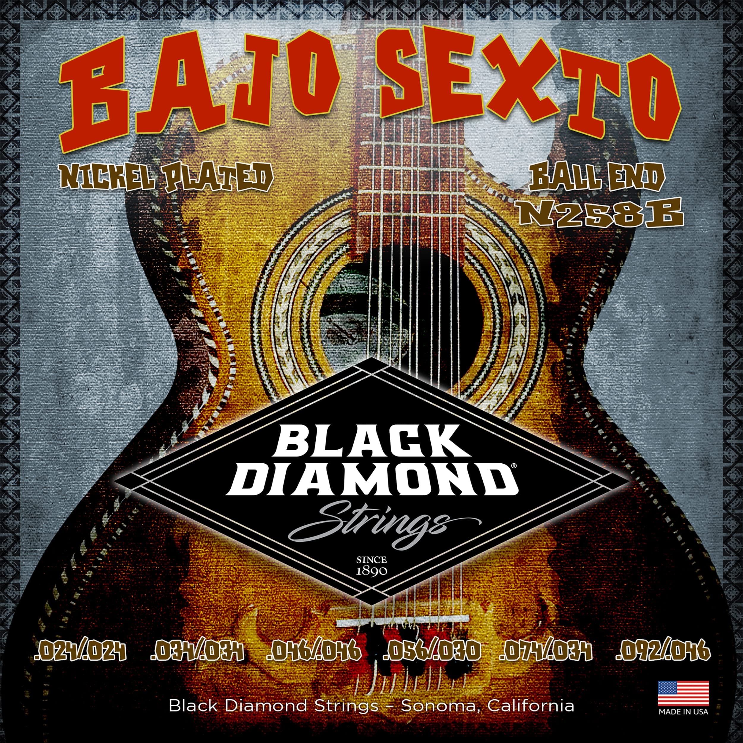 - Black Diamond Strings® N258B Bajo Sexto Nickel (Ball) 024/.024 | .034/.034 | .046/.046 | .030/.056 | .074/.034 | 092 .046