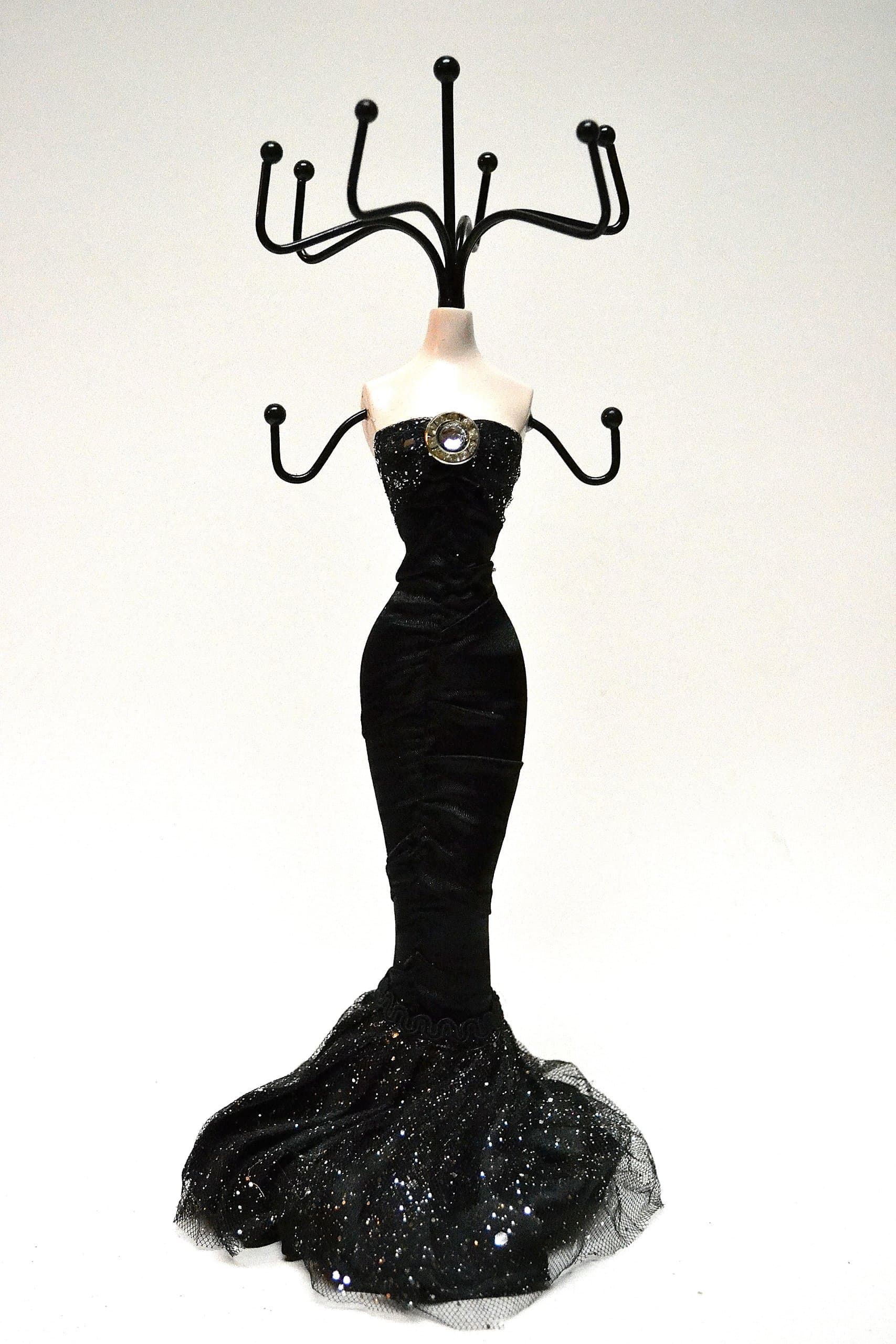 Black Sparkle Diamond Strapless Mermaid Dress Mannequin Jewelry Doll