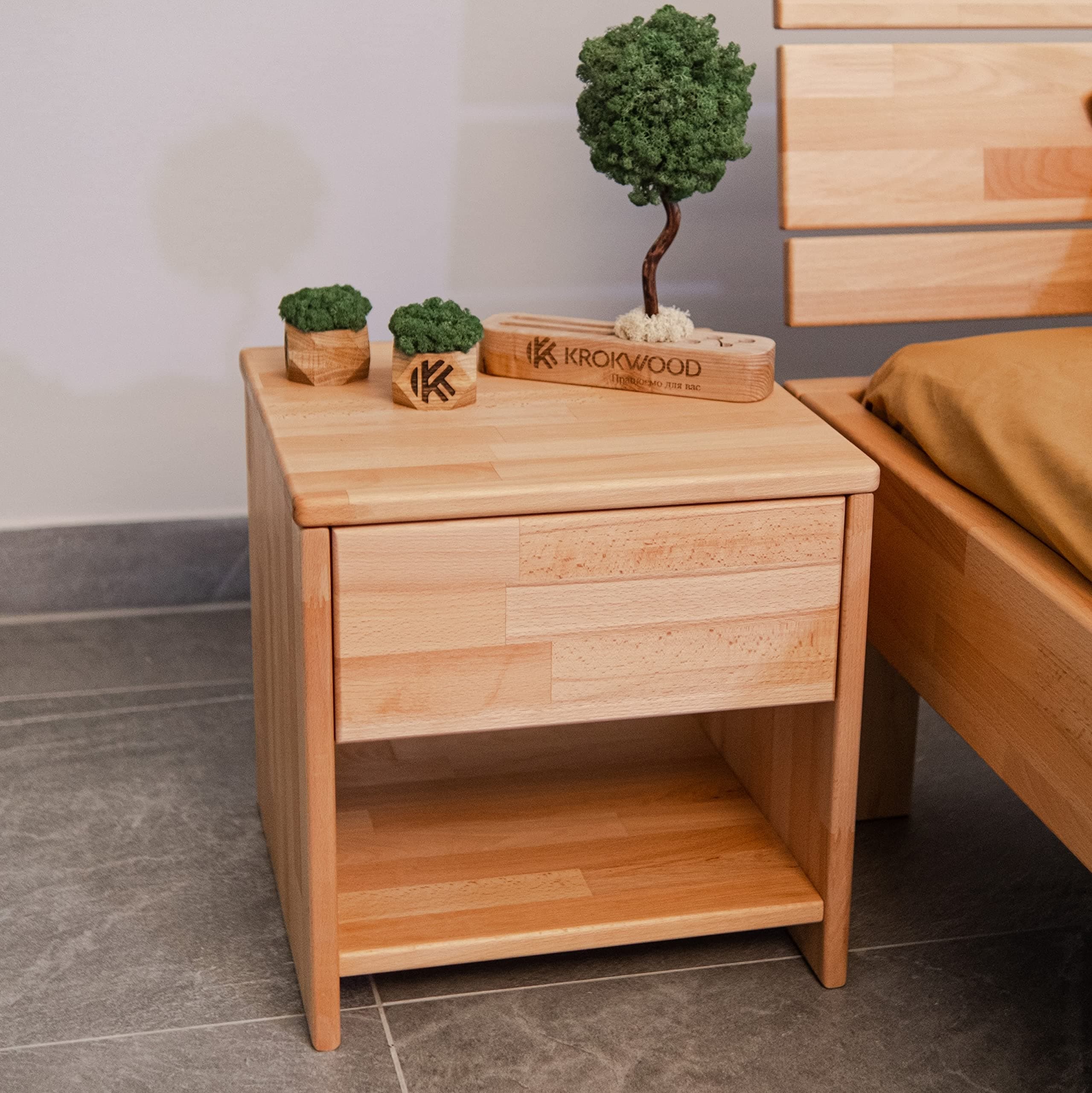 KROKWOOD Bedside Tables Julia Beech 40x40x40 cm