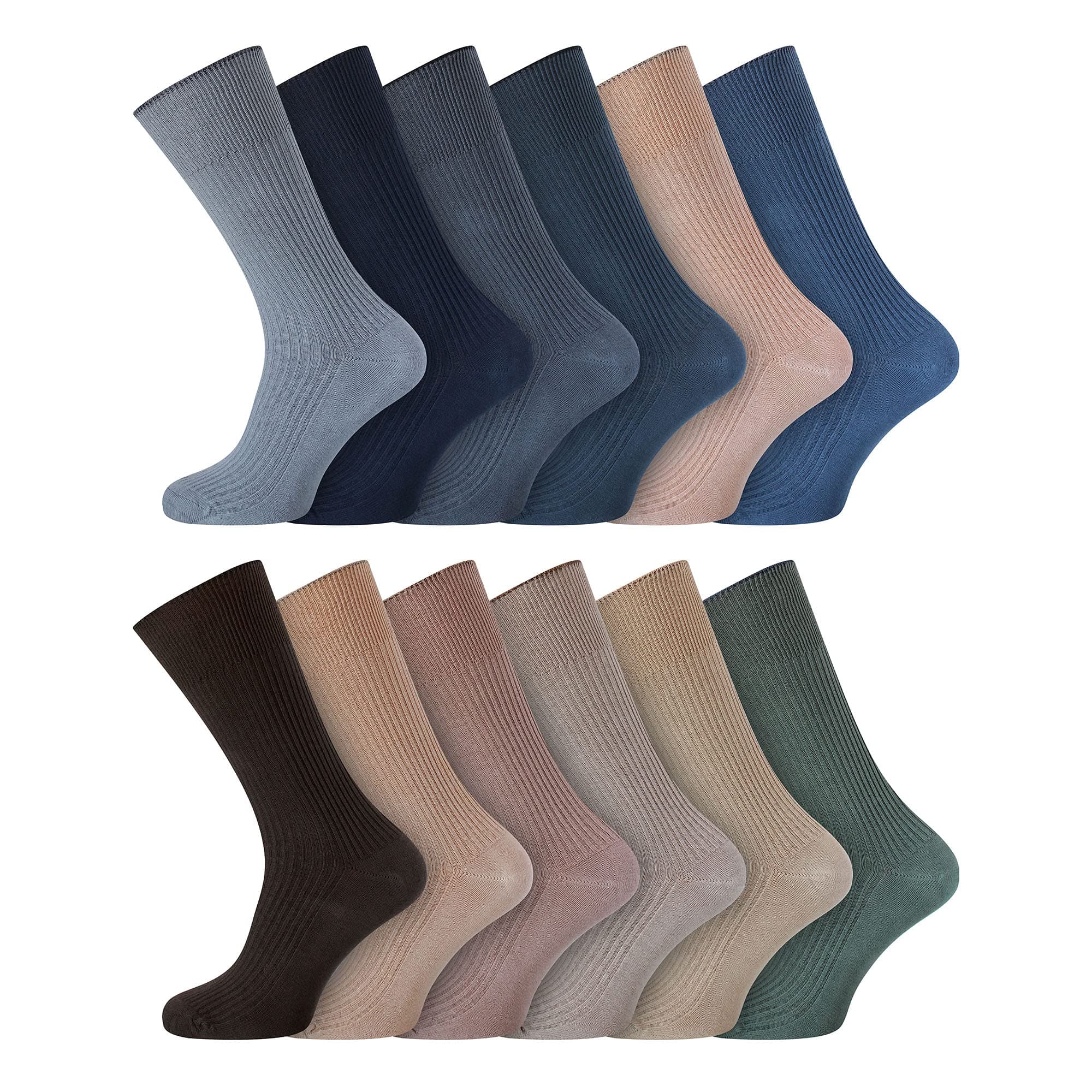 Men's Non Elastic 100% Cotton Soft Top Diabetic Socks Smooth Seam Toe UK 6-11 Socksmad StayFresh (Pack of 3) (6-11, Assorted)