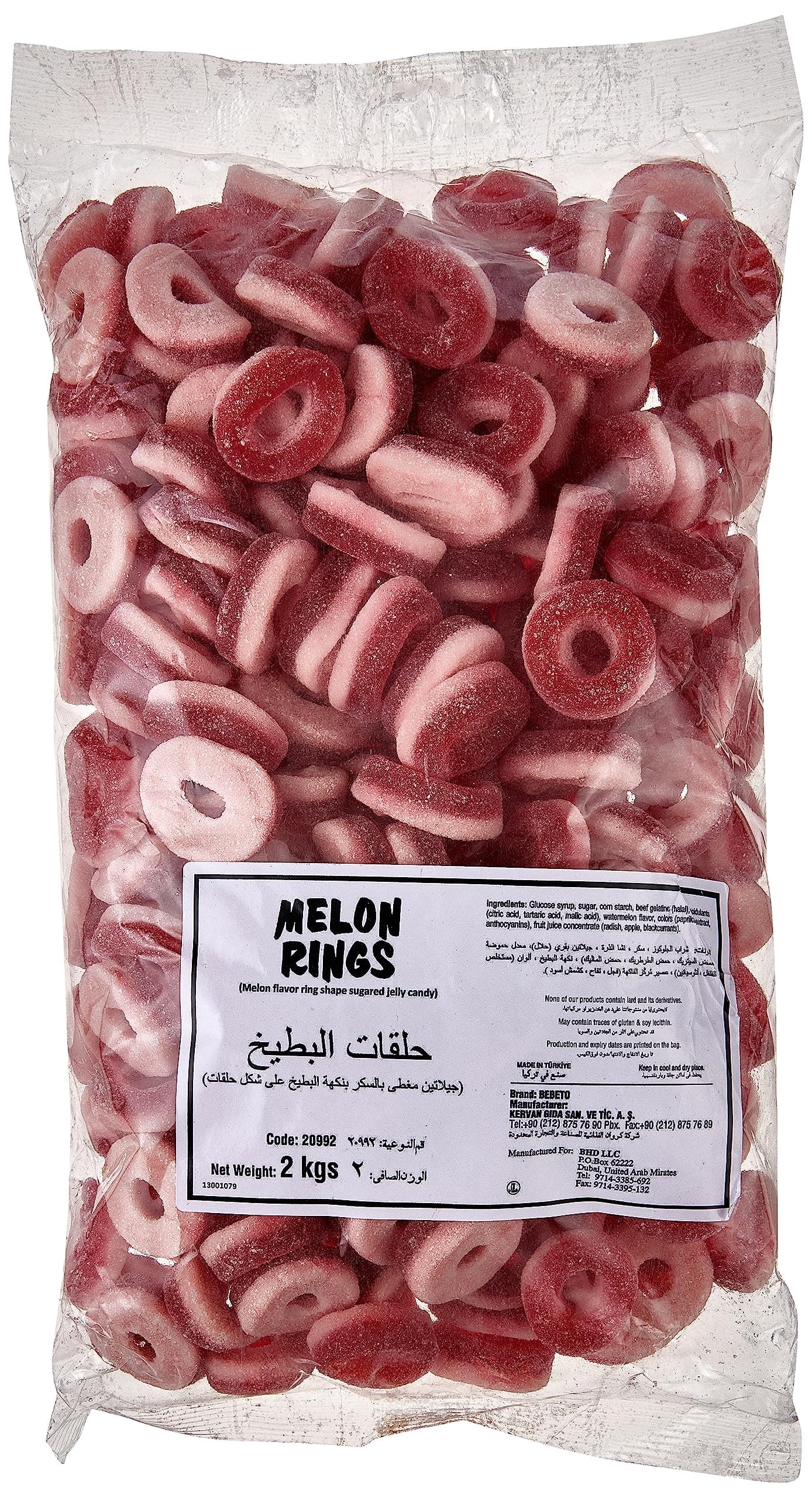 Melon Flavor Ring Shape Sugared Jelly Candy Party Pack - Best for Birthday Parties, Events and Other Occasions - 2 KG