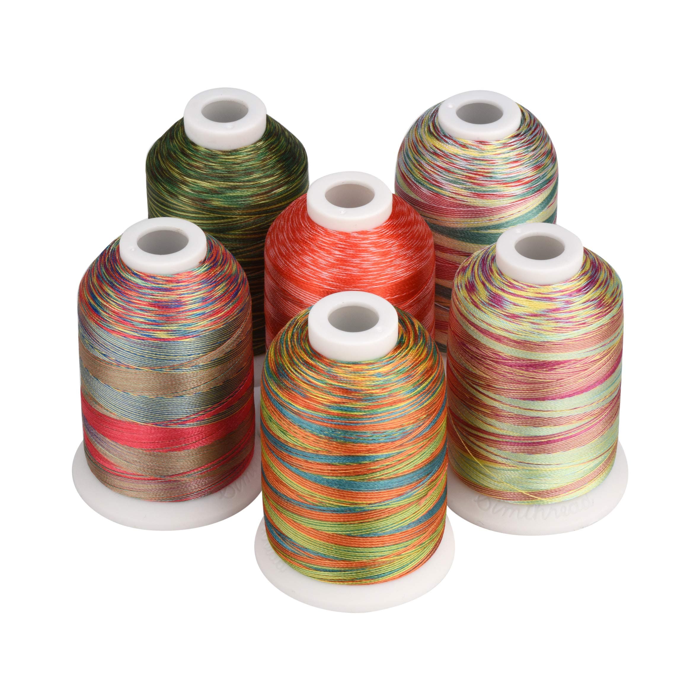 6 Colors Polyester Variegated Embroidery Machine Thread 1100 Yards (1000M) for Decoration Babylock Singer Brother Janome Pfaff Husqvarna Embroidery and Sewing Machines - Festival Series