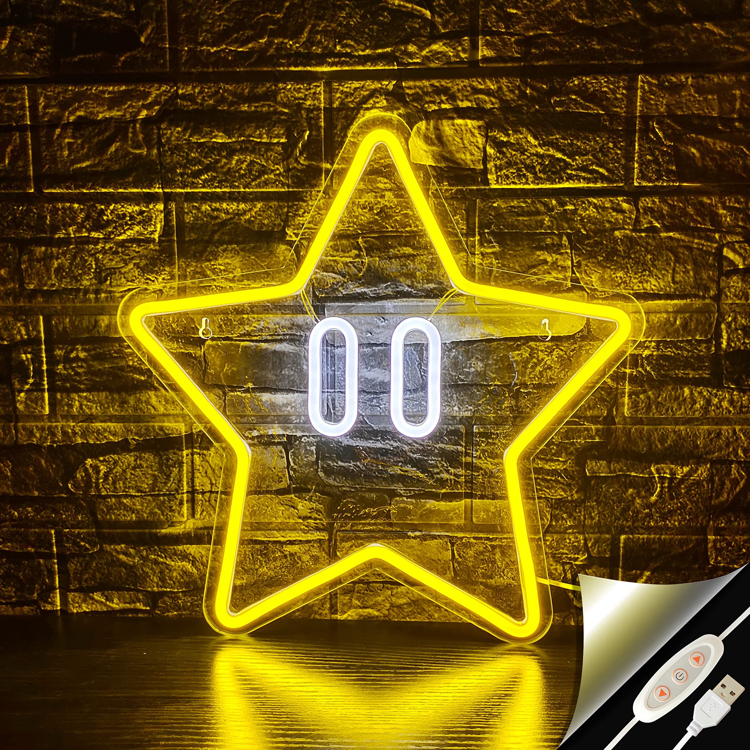Star Neon Sign, Gaming Led Neon Light for Kids Bedroom Wall Decor Game Room Decor,Man Cave,Dimmable Gaming Star Led Sign Gifts for Kids Boys
