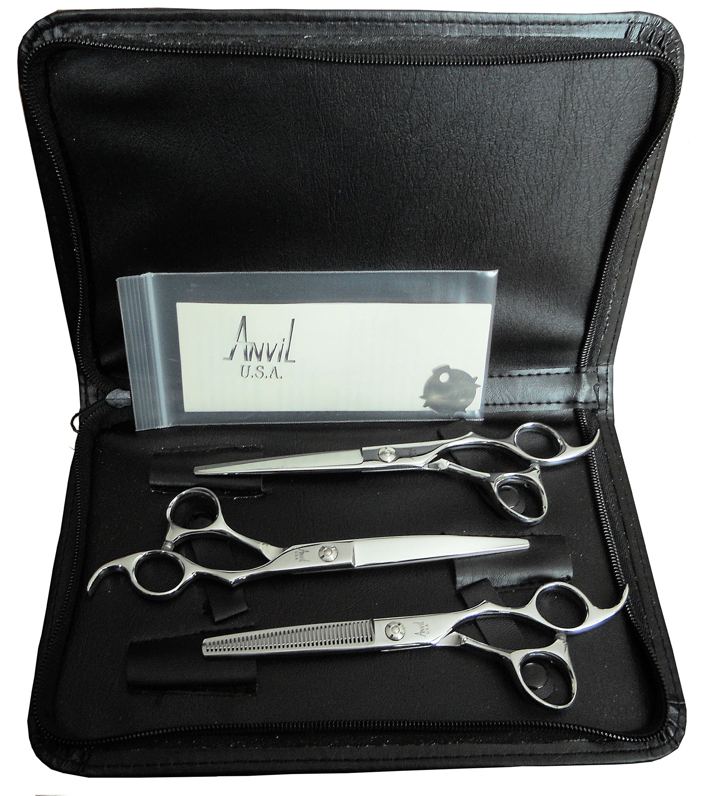 Anvil USA 3-Piece 7.5" Convex Pet Grooming Kit 440 Molybdenum Stainless Steel