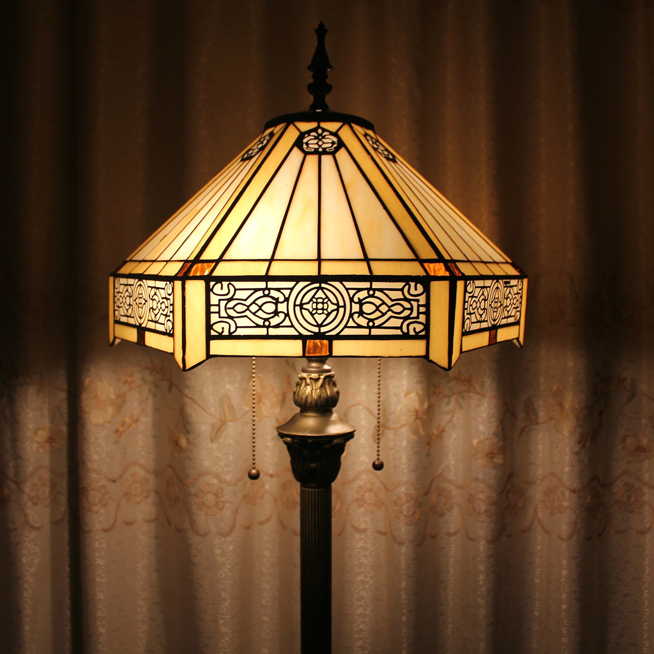 Tiffany 16-Inch Simple European Pastoral Style Creative Handmade Stained Glass Tiffany Floor Lamp [Energy Class A+]