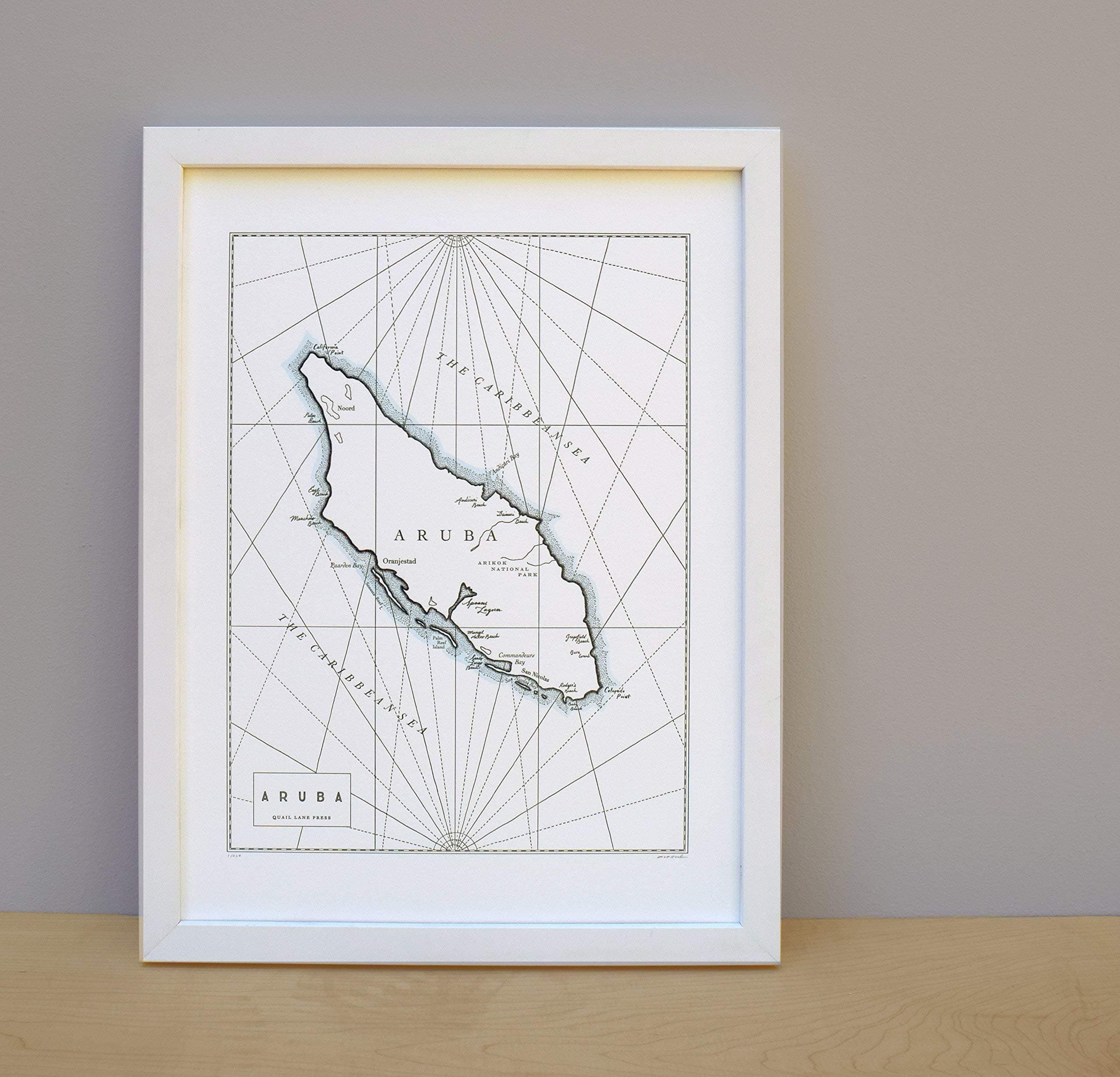 Aruba, Letterpress Map Unframed Print