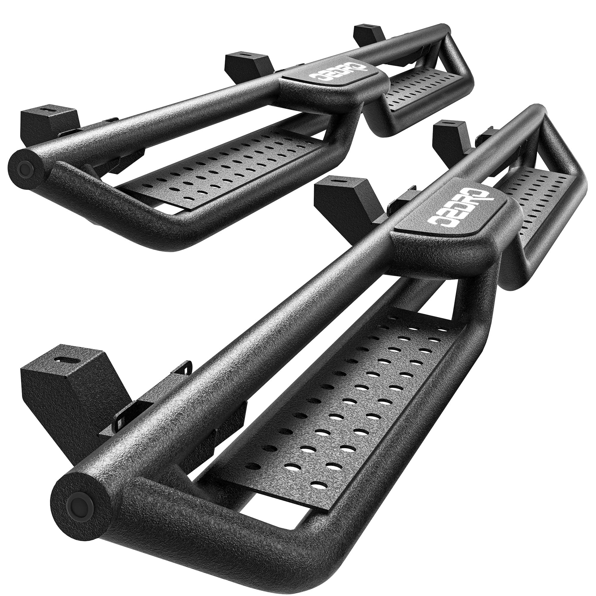 Running Boards with Two Stairs Design All-Steel Build, Bolt-on Side Steps Compatible with 2018-2024 Jeep Wrangler JL 4 Door, Black Powder Coated Nerf Bar