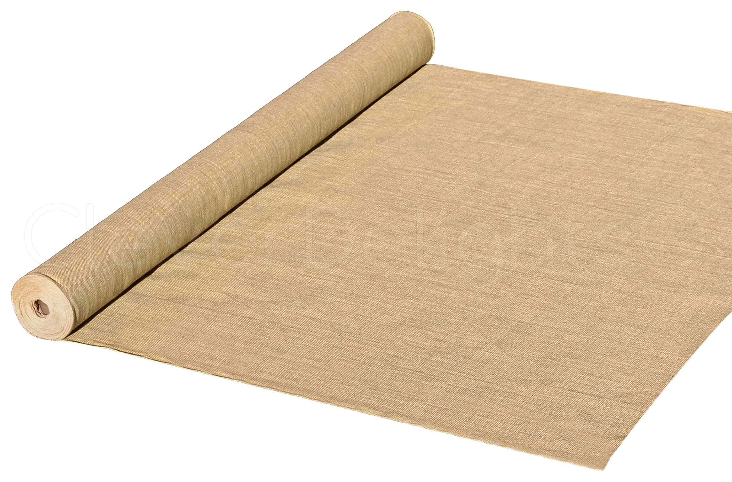 CleverDelights 60" Premium Burlap Roll - 20 Yards - No-Fray Finished Edges - Natural Tight Weave Fabric