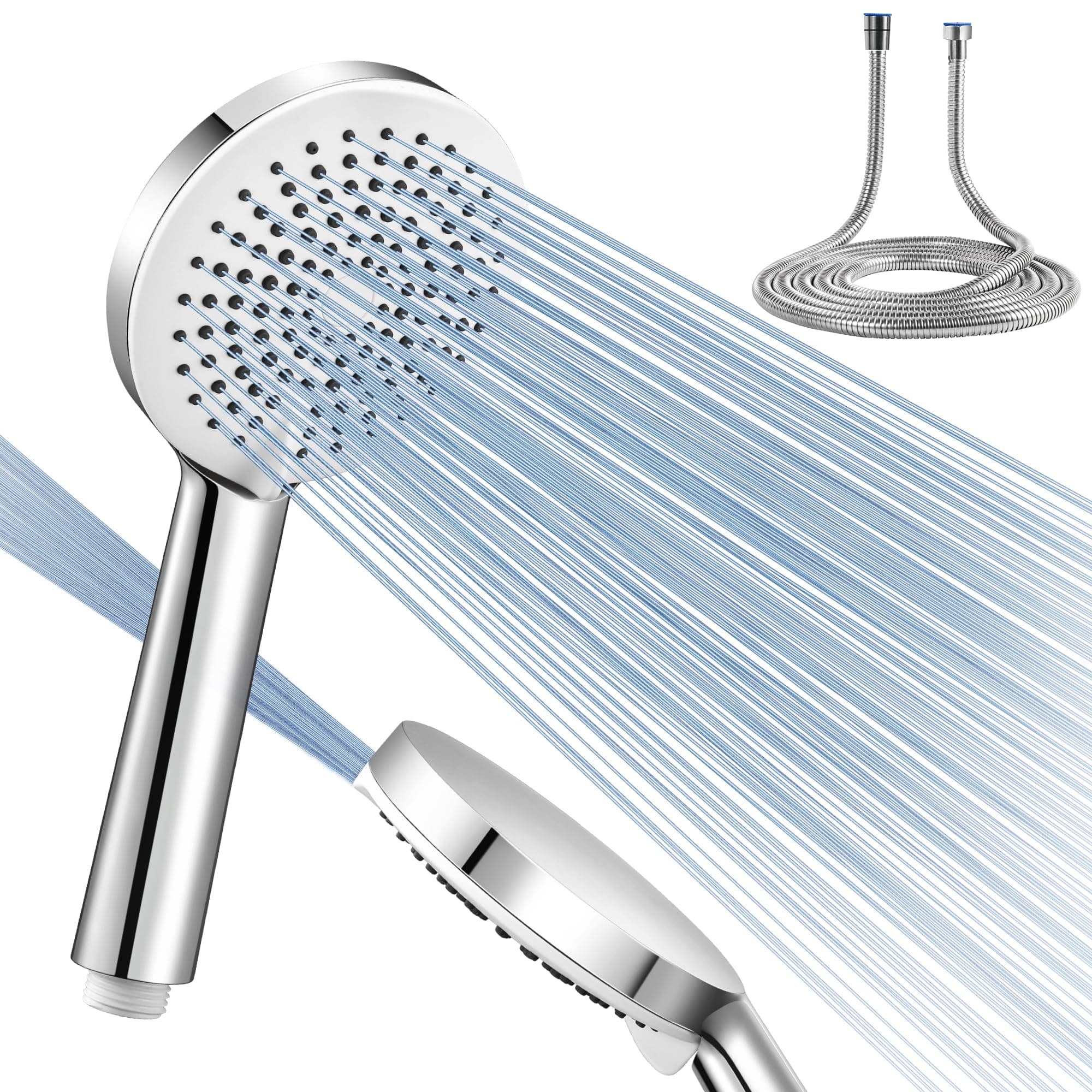 High Pressure Shower Head, 5 Spray Modes Showerhead with 1.5 M Hose, Power Handheld Shower Head Pressure Boosting