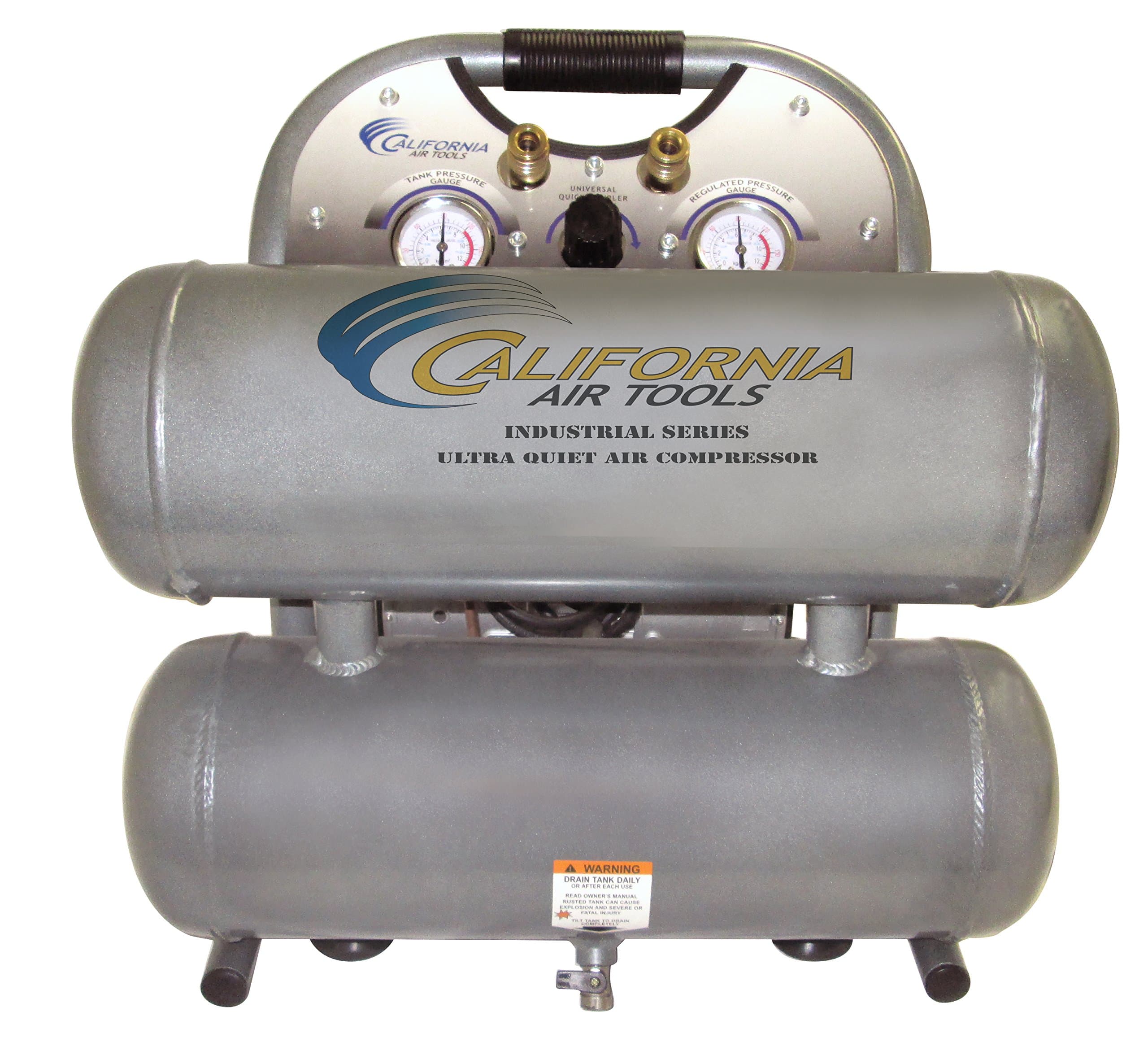 California Air Tools CAT-4610ALFC 1 HP 4.6 Gallon Ultra Quiet and Oil-Free Aluminum Tank Twin Stack Air Compressor
