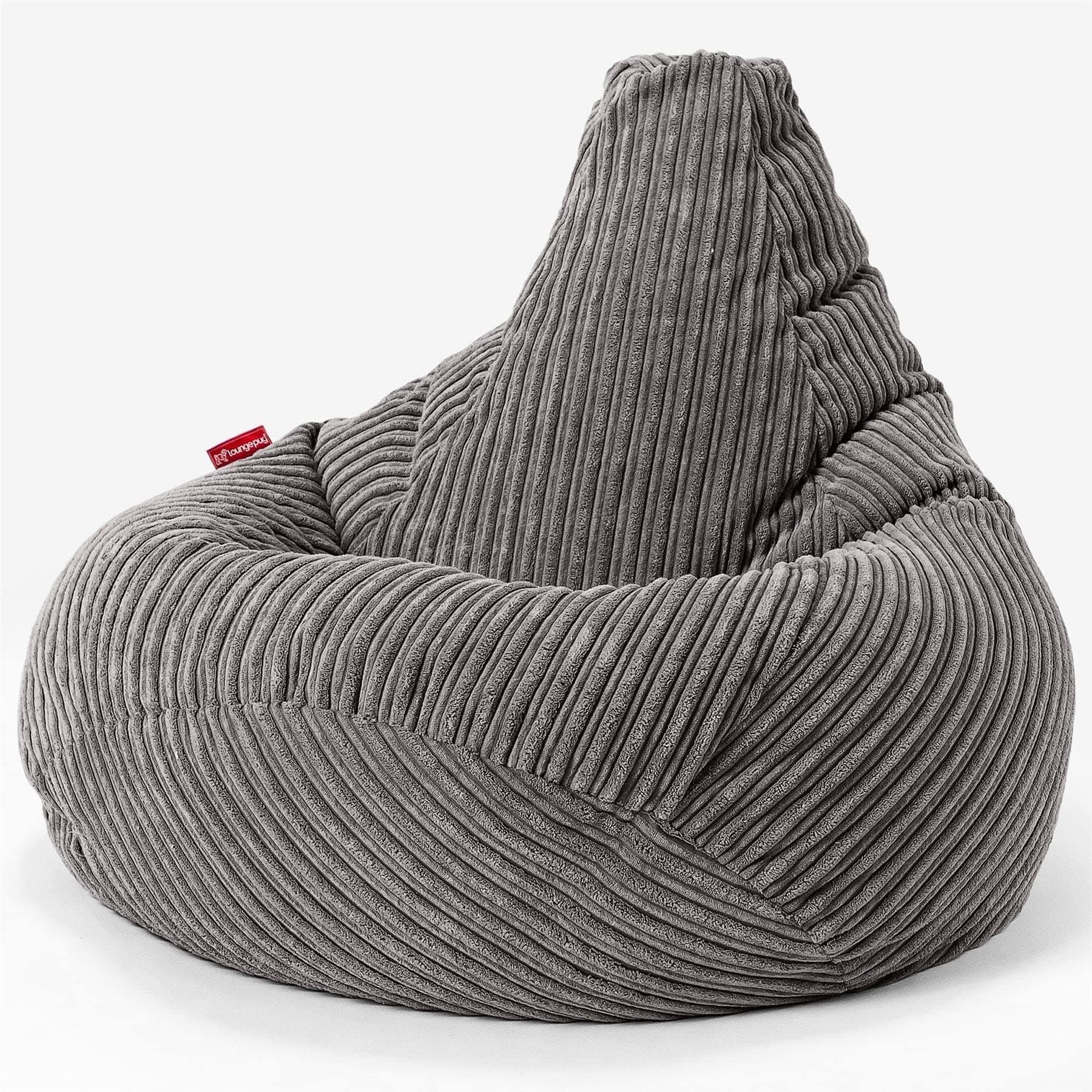 Lounge Pug Cord Highback Bean Bag Chair - Gaming Bean Bags UK Recliner Chair - Graphite Grey