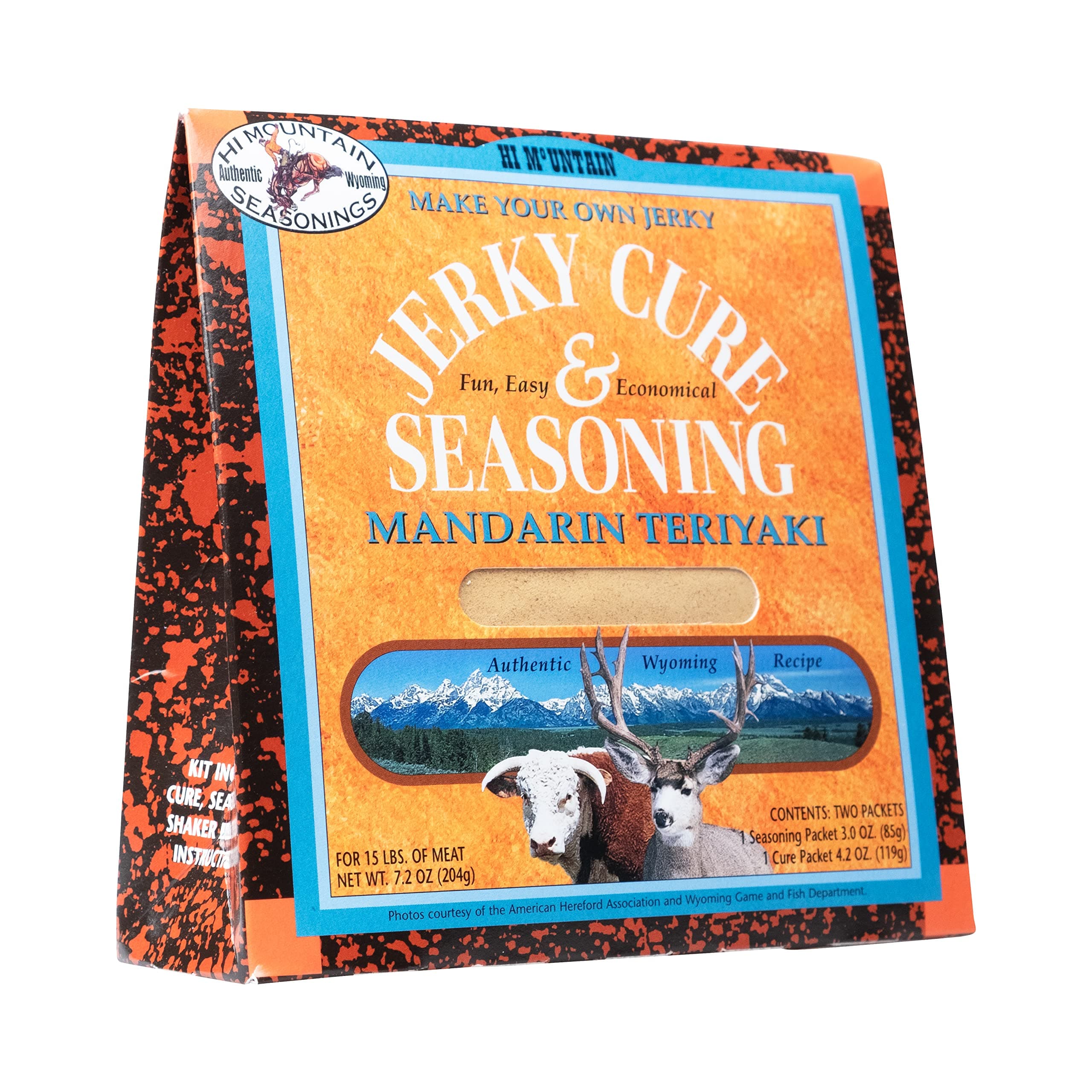 Hi Mountain Jerky Seasoning and Cure Kit | MANDARIN TERIYAKI BLEND | Beef Jerky Seasoning | Perfect for Beef, Venison, Elk, & Deer | Seasons up to 15 lbs. of Meat (1 Box)