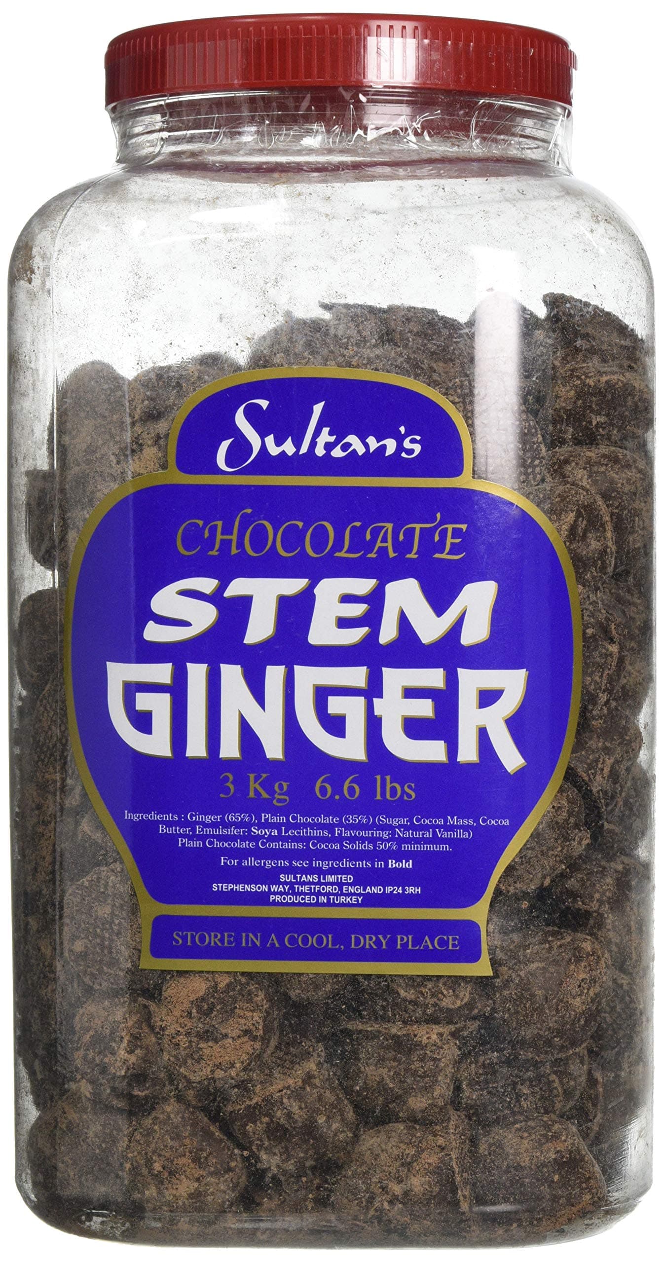 Sultans Plain Chocolate Covered Stem Ginger 3 Kilo jar