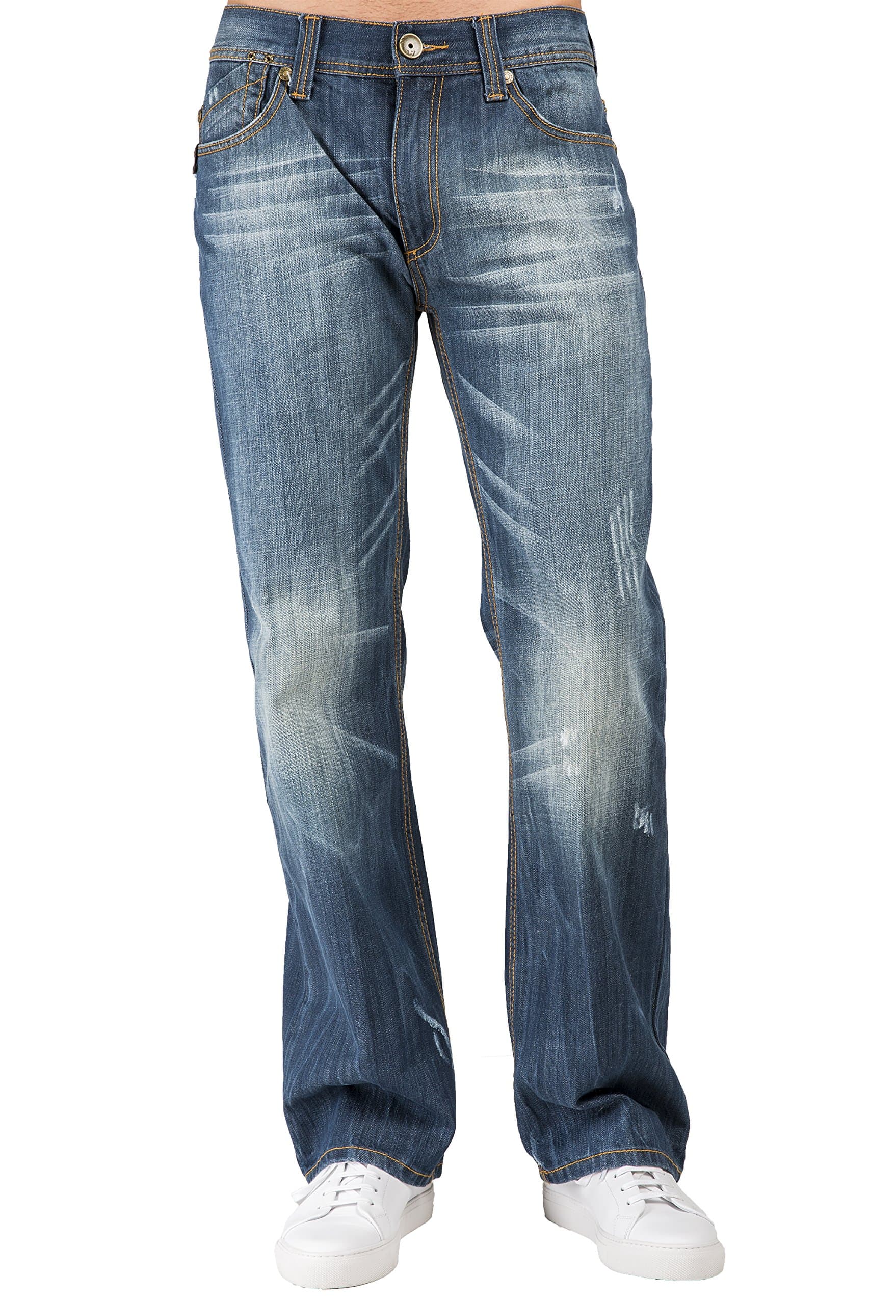 Level 7 Men Midrise Relaxed Bootcut Ghost Rider Primium Denim Jeans Veining,Ghost Rider Blue,36W x 32L