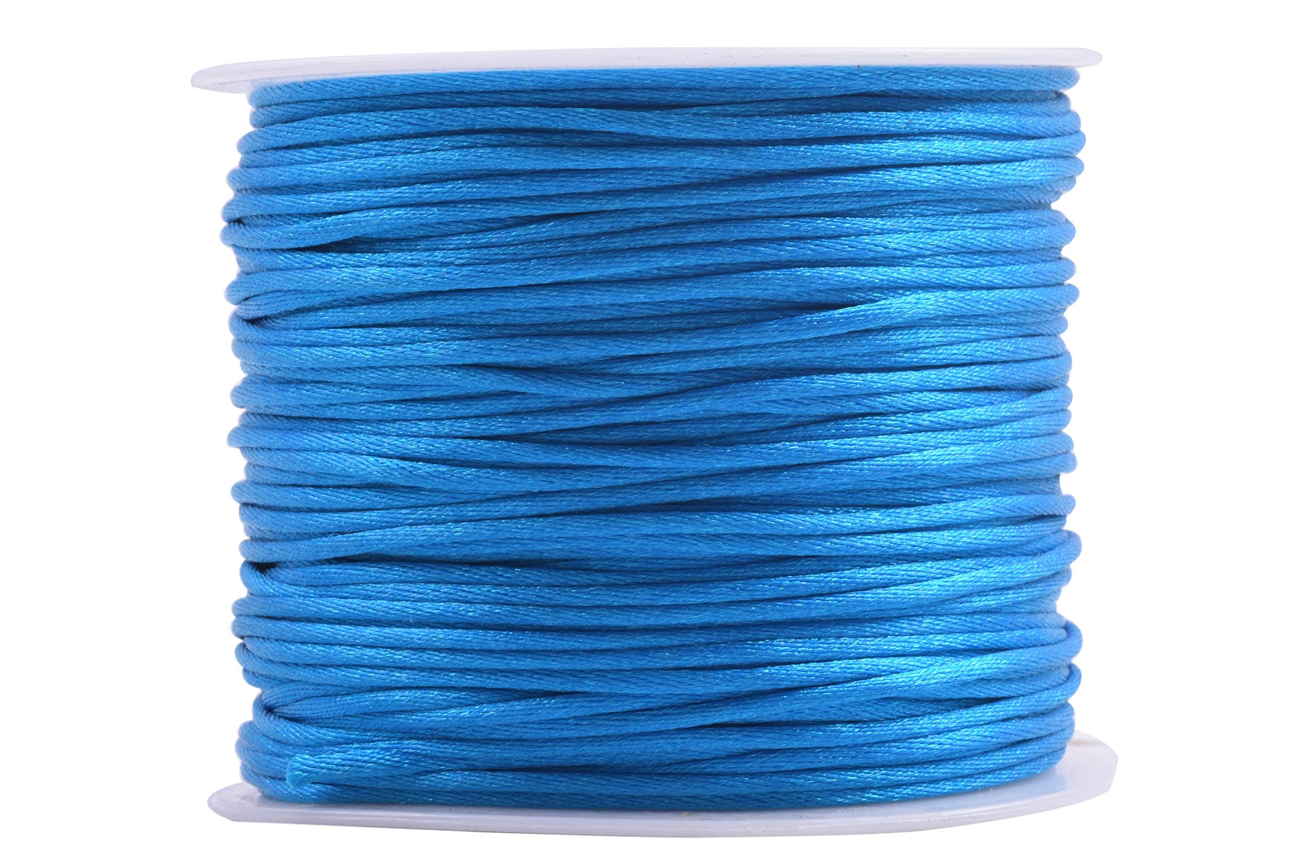 KONMAY 100 Yards 1.5mm Nylon Rattail Satin Silk Trim Cord Beading String for Chinese Knotting, Kumihimo, Beading, Macramé, Jewelry Making, Peacock Blue