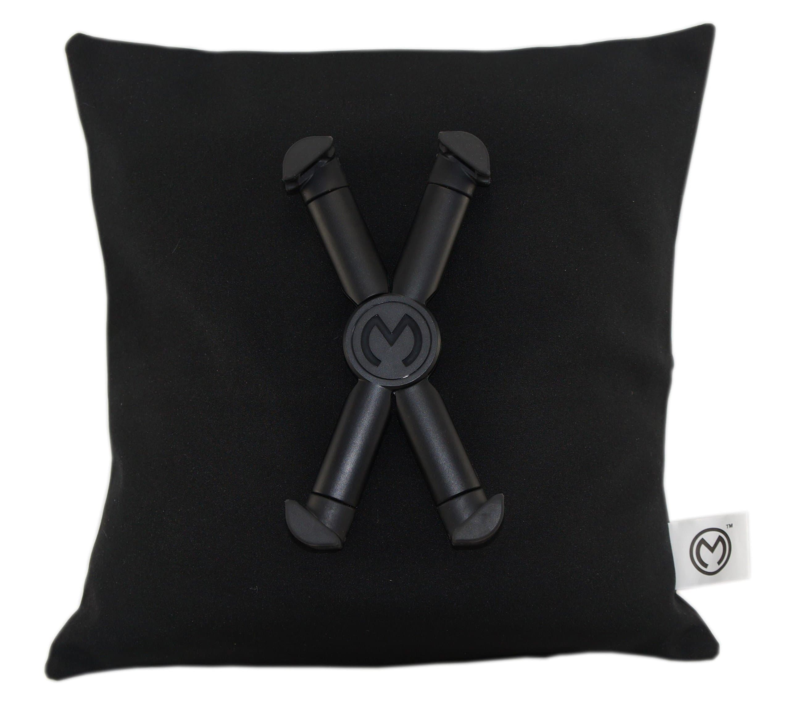 MBAG PHONE/TABLET/KINDLE HOLDER A Soft Cushion with MAGNETIC XHOLDER: Use on UNEVEN Surface:MULTI-use; comfort pillow, holder use on a wall,fridge,cooker,bed, door and glass. (Black - Black/Black)
