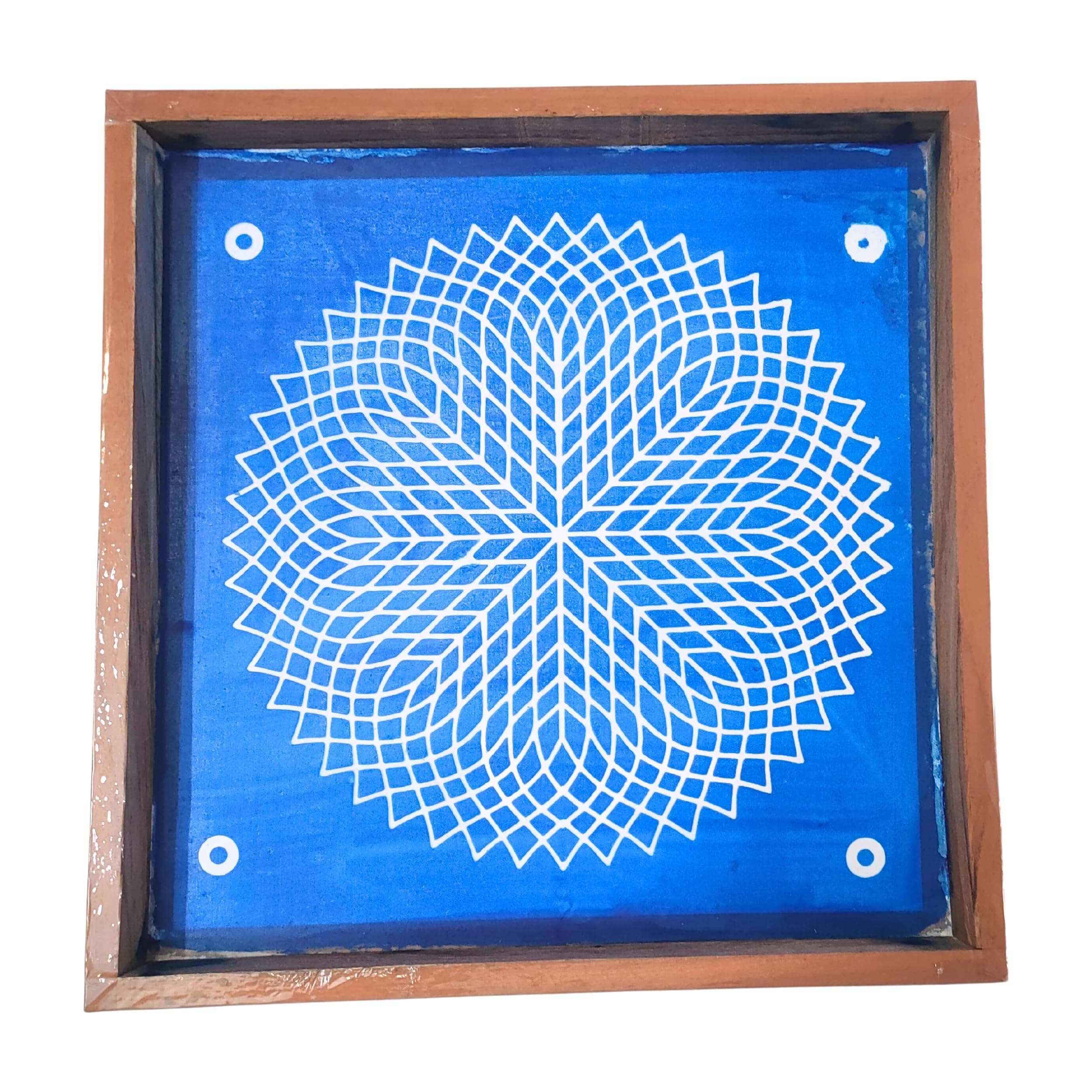 Anciently Sahasradala Padma Rangoli Stencil Wooden, Rangoli Sacha Wooden, 1 Piece (10x10 Inches)
