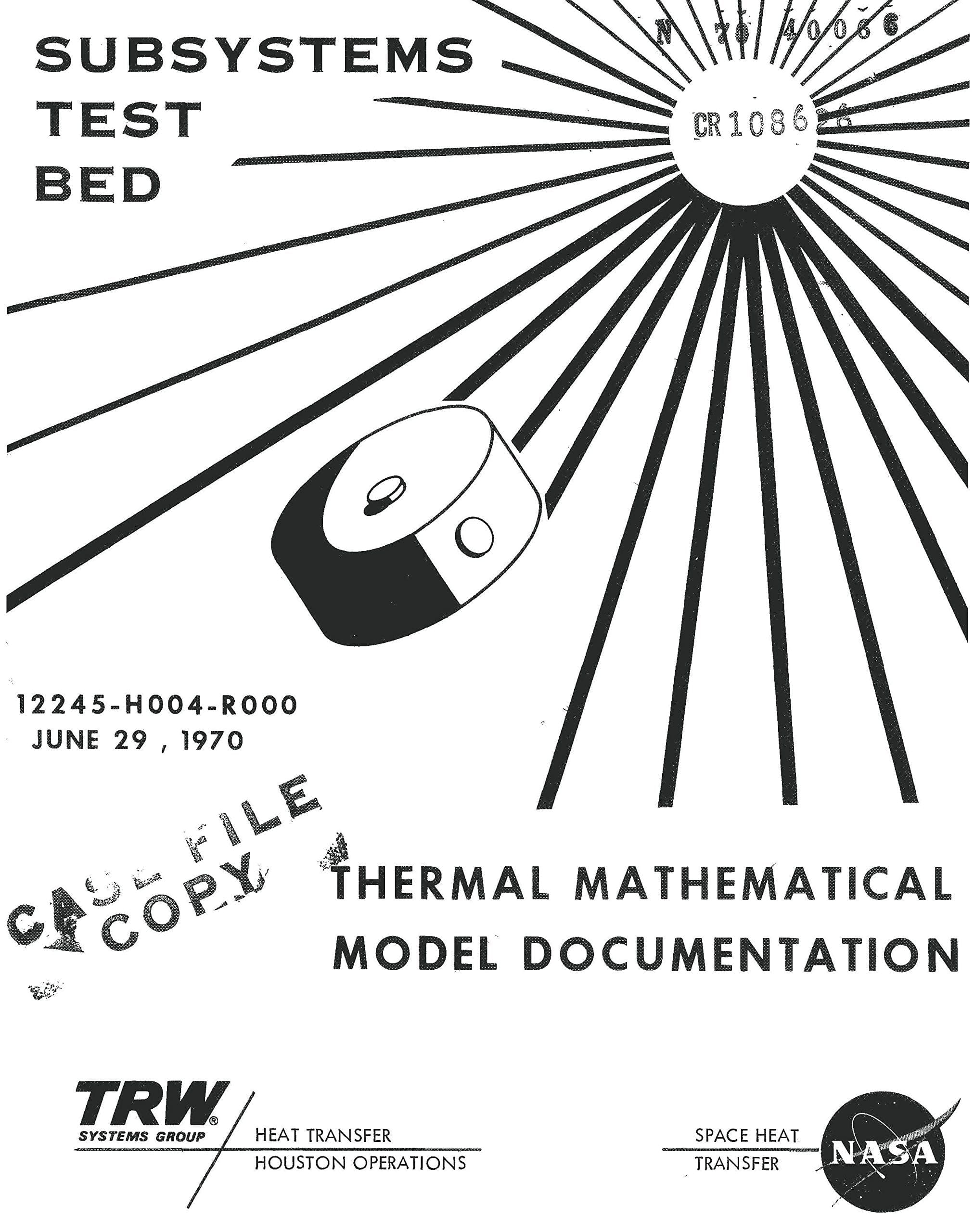 Subsystems Test Bed /STB/ Thermal Math Model /TMM/ documentation