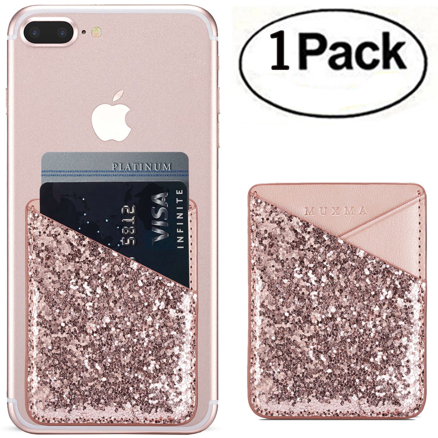 Aroko Phone Card Holder 3M Adhesive Stick-on ID Credit Card Holder for Back of Phone Wallet Case Pouch Sleeve Pocket for Most of Smartphones (Pink)