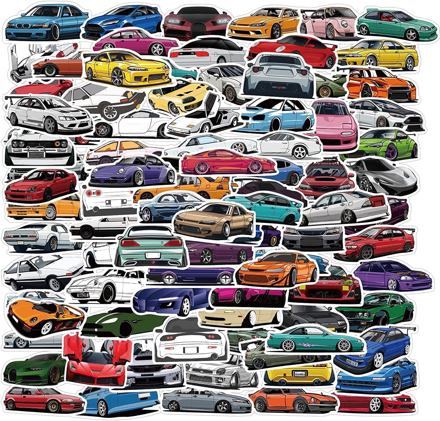 100 Packs JDM Sport Car Racing Stickers Water Bottles Laptop Phone Motorcycle Computer Guitar Skateboard Hydroflasks Vinyl Sticker Waterproof Aesthetic Trendy Decals for Teens Girls Adults