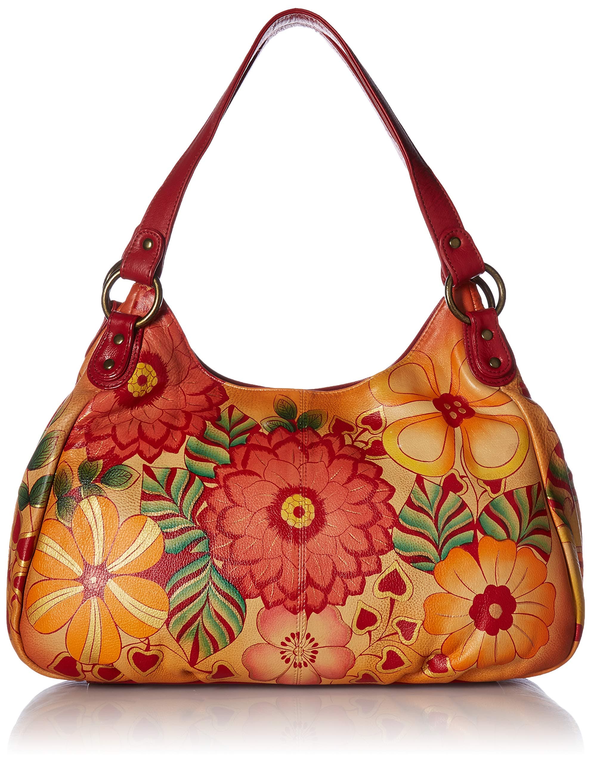 Anna by Anuschka womens Hobo Ruched Handbag Genuine Leather, Summer Bloom, One Size US