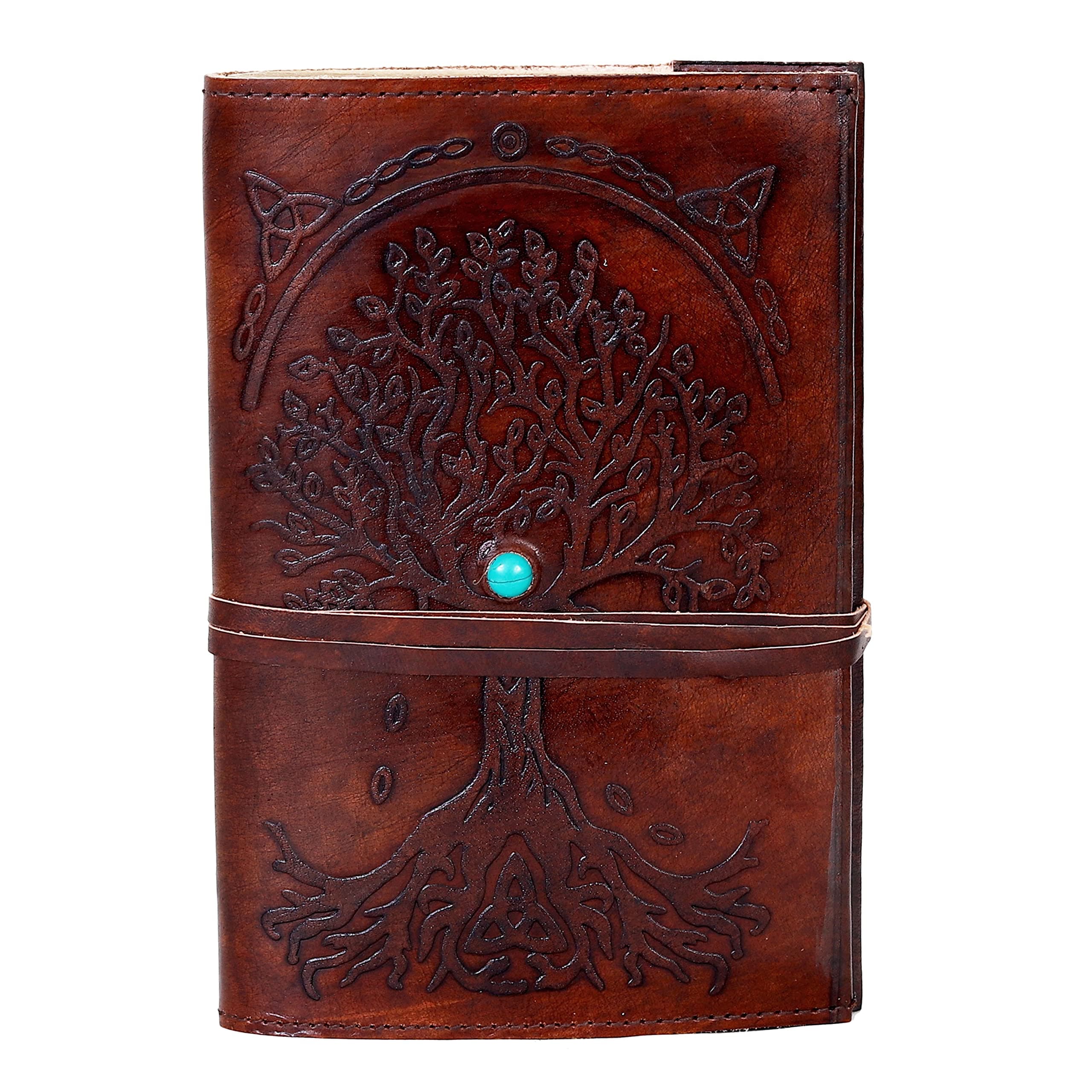 Refillable Leather Journal Writing Notebook, Antique Handmade Leather Bound Daily Notepad For Men & Women, Unlined Paper 9 x 6 Inches, Travel Diary notebook