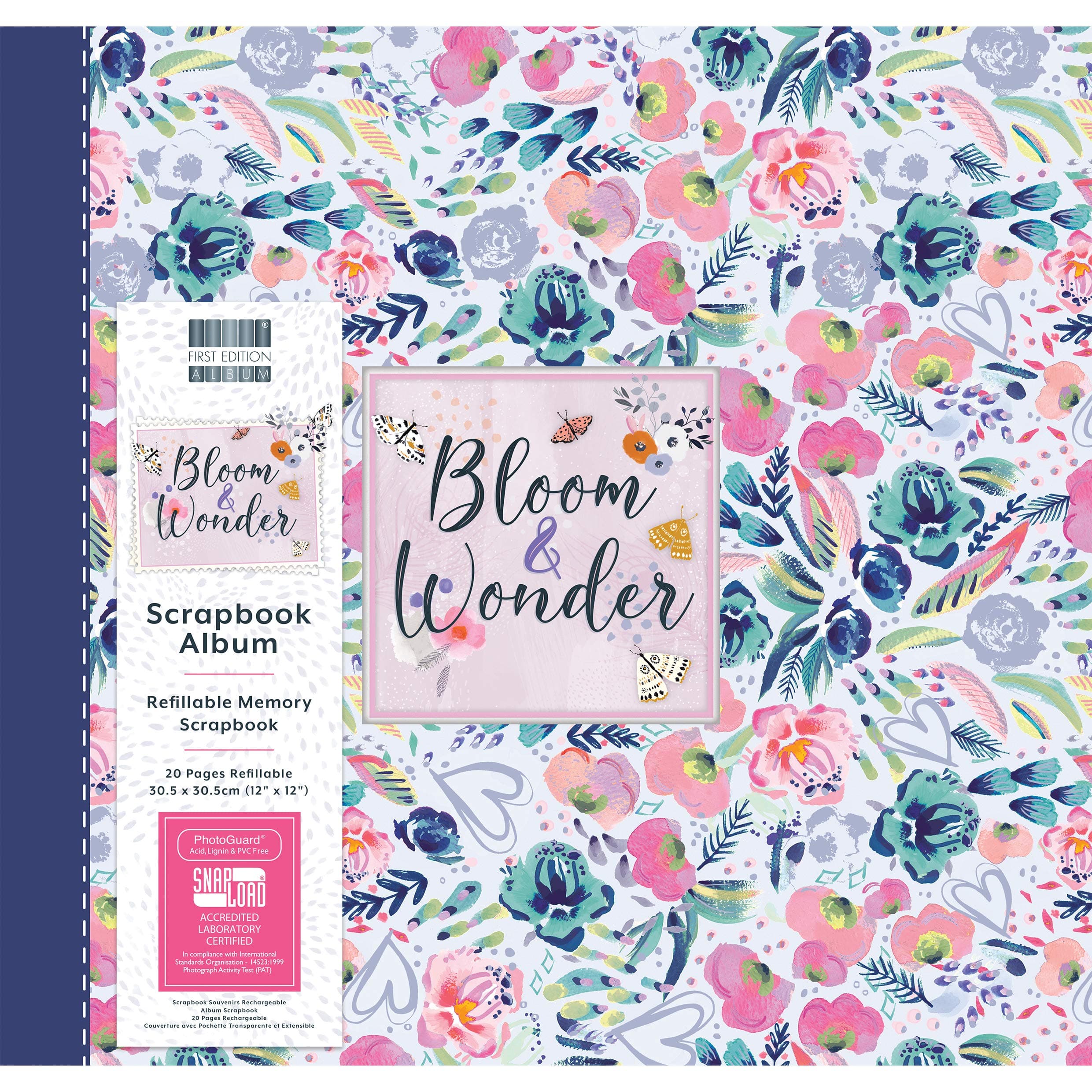 First Edition Bloom & Wonder Stripes 12" x 12", Multicolour, 12x12 Flowers Scrapbook Album