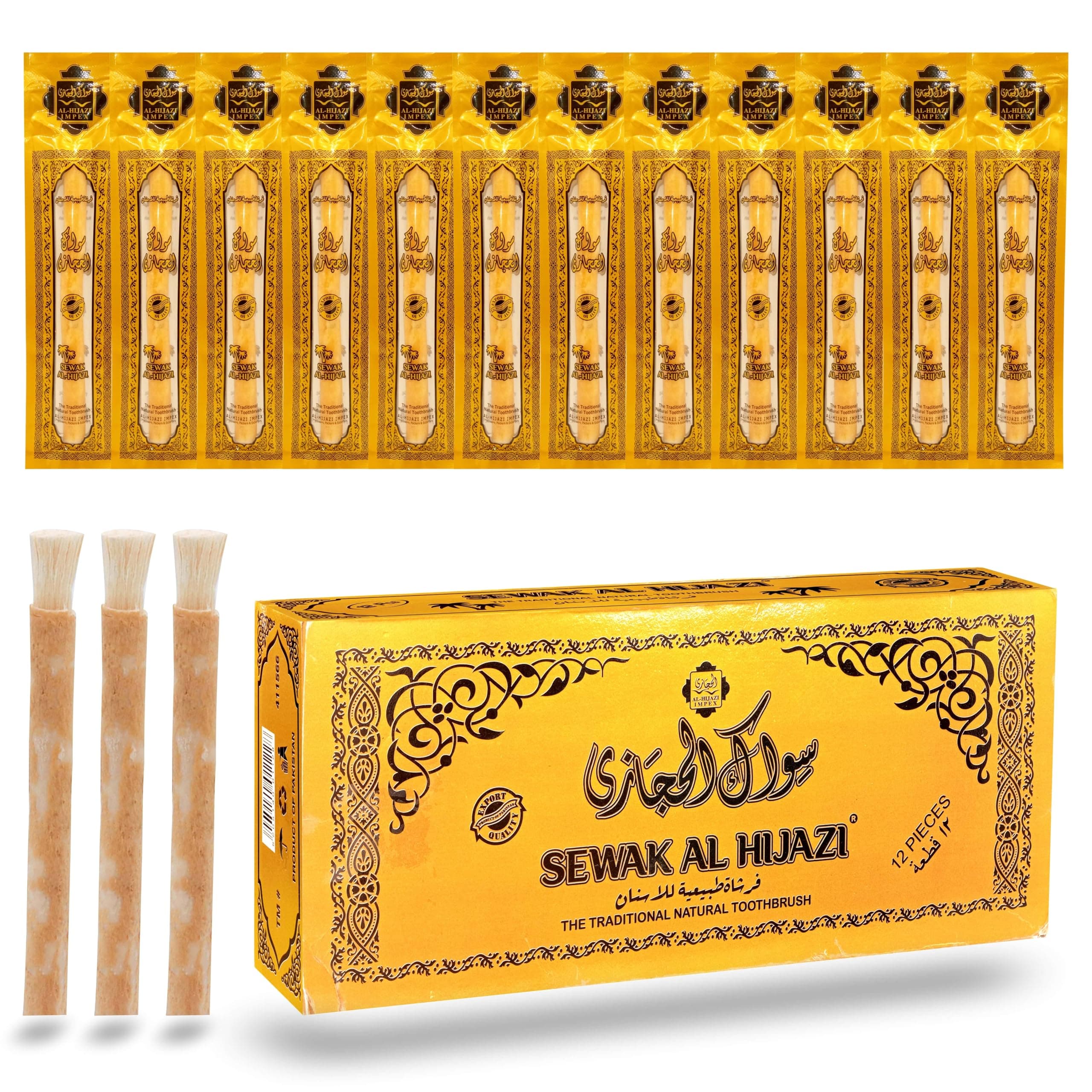 12 Pack Natural Miswak Sticks Toothbrush for Teeth Whitening, Oral Health & Fresh Breath